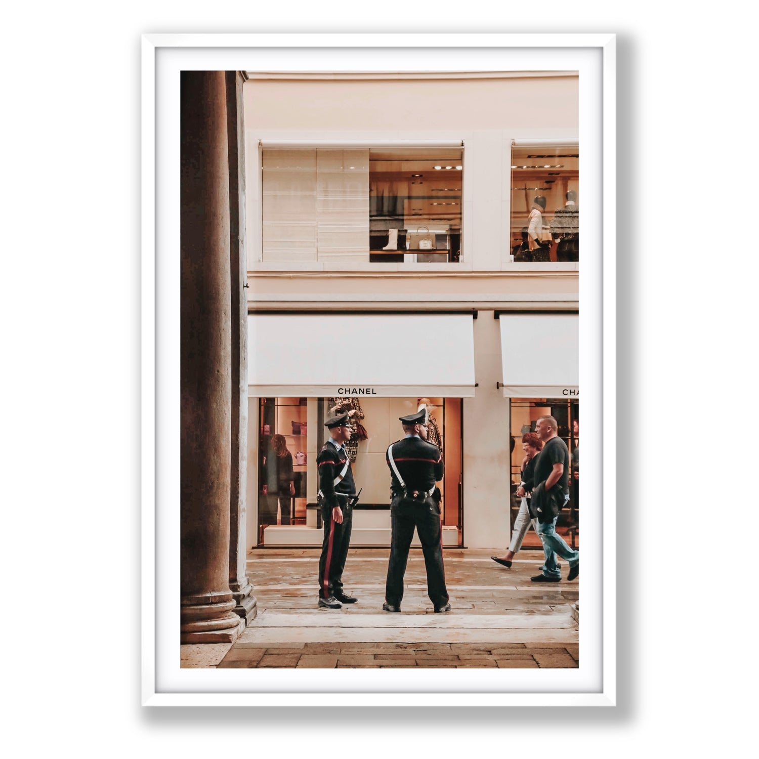Style Police Venice Italian wall art Statement fine art print in white frame with matboard