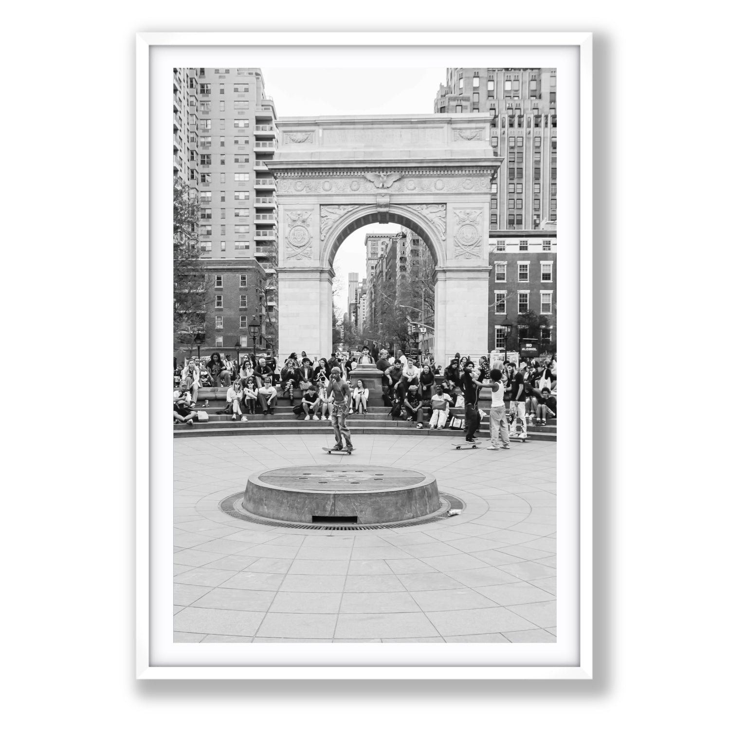 Concrete Conqueror New York NYC Skateboard wall art Statement fine art print in white frame with matboard