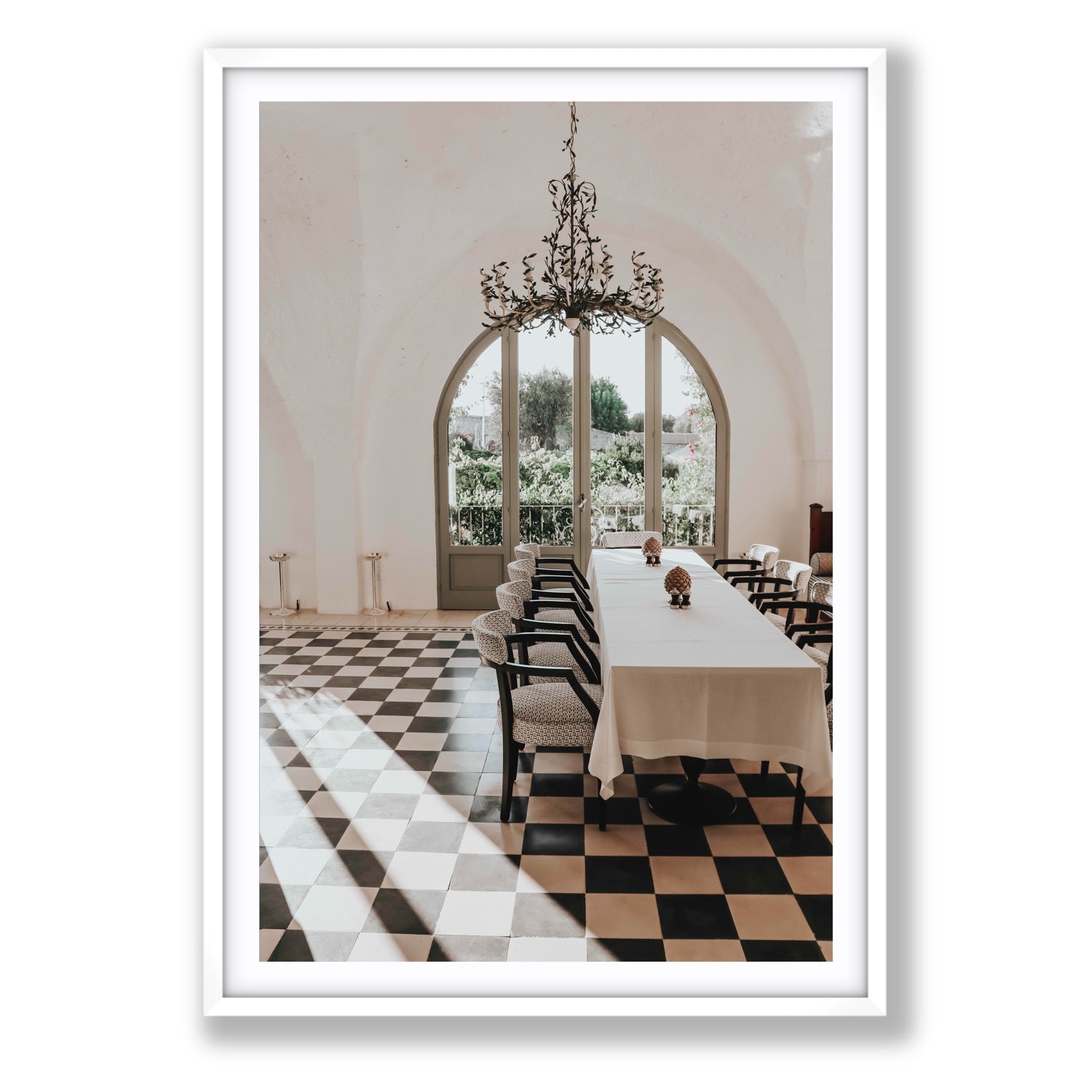 Sunbeam Feast Puglia Wall Italian fine art print Statement fine art print in white frame with matboard