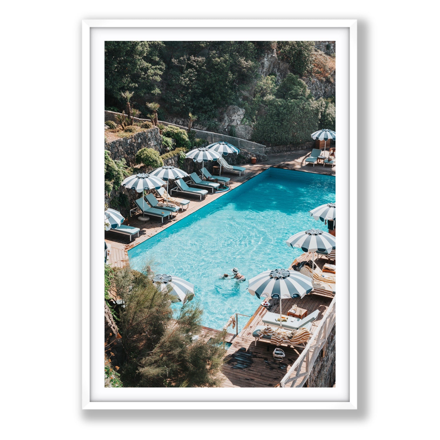Poolside Paradise fine art print, Ischia, Italy, Statement, White Frame · Matboard, Fine Art Print