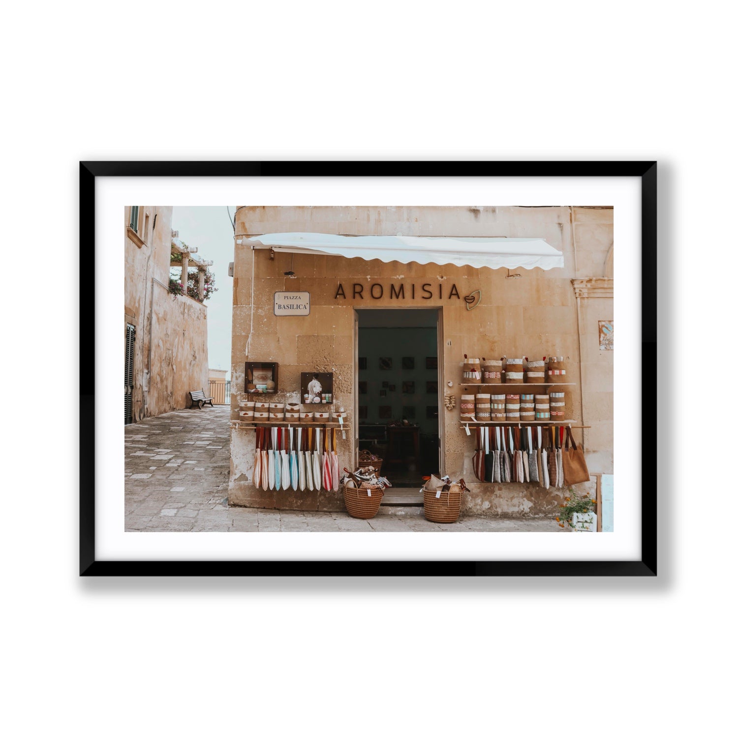 Aromisia Puglia Otranto Italian wall art Giant fine art print in black frame with matboard