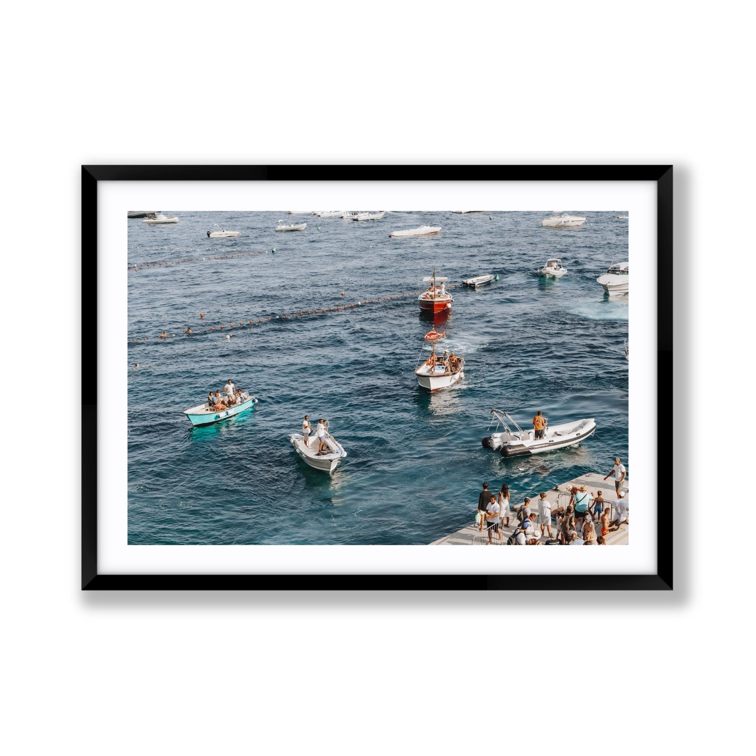 Nautical Parade Positano wall art Giant fine art print in black frame with matboard
