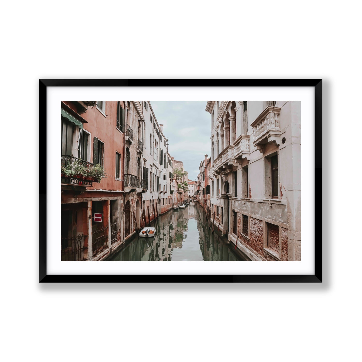 The Floating City Venice Canal Italian decor wall art Giant fine art print in black frame with matboard