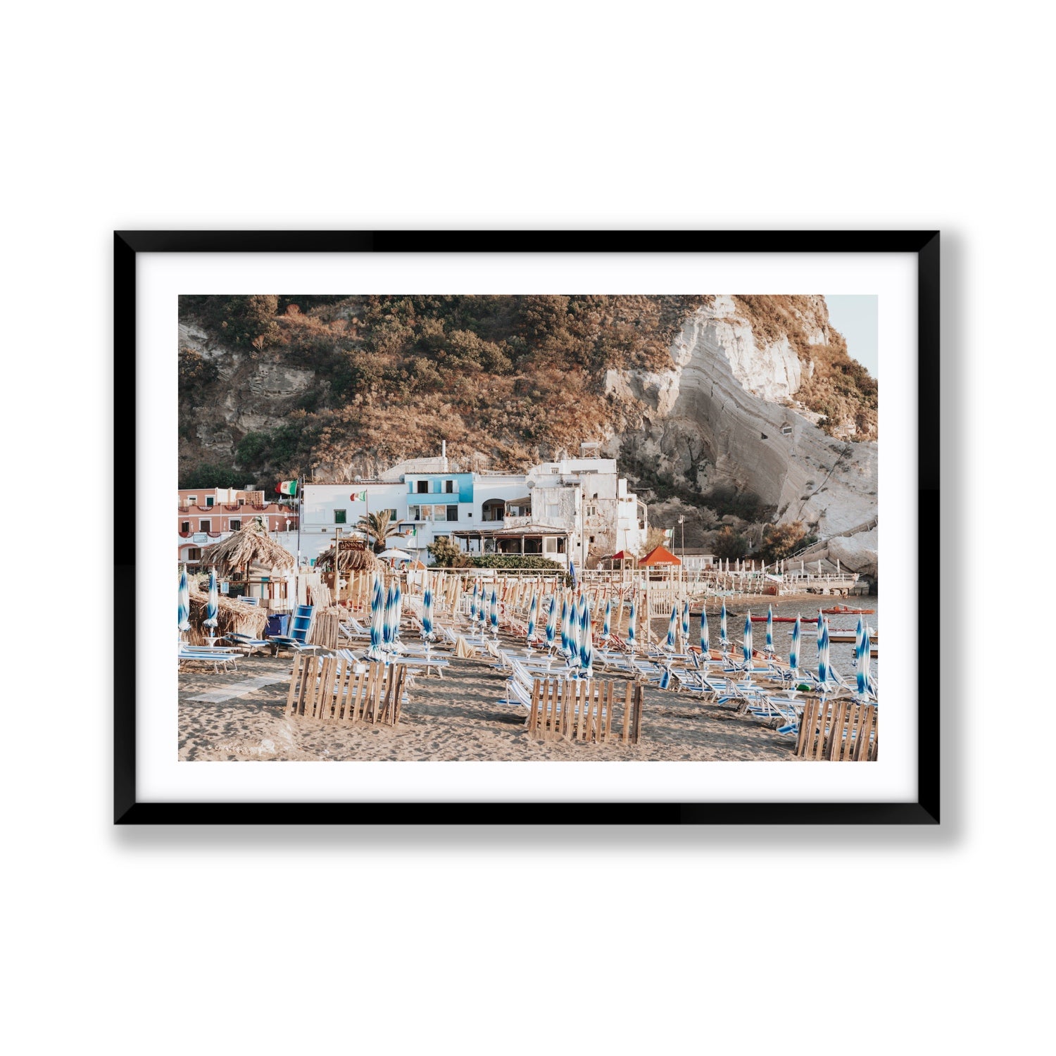 Sant' Angelo Ischia Italian coastal wall art Giant fine art print in black frame with matboard