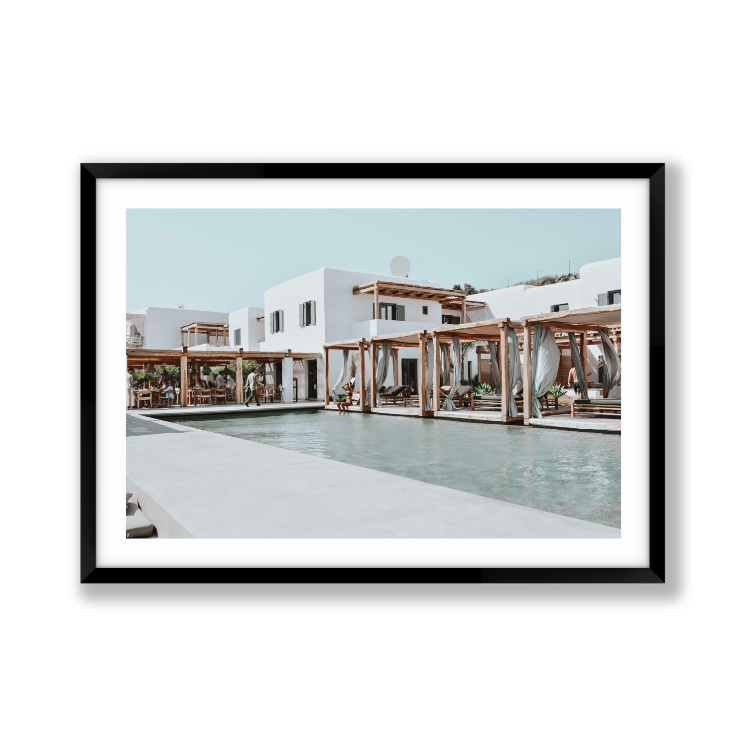 Polytelís Mykonos Greek island wall art Giant fine art print in black frame with matboard
