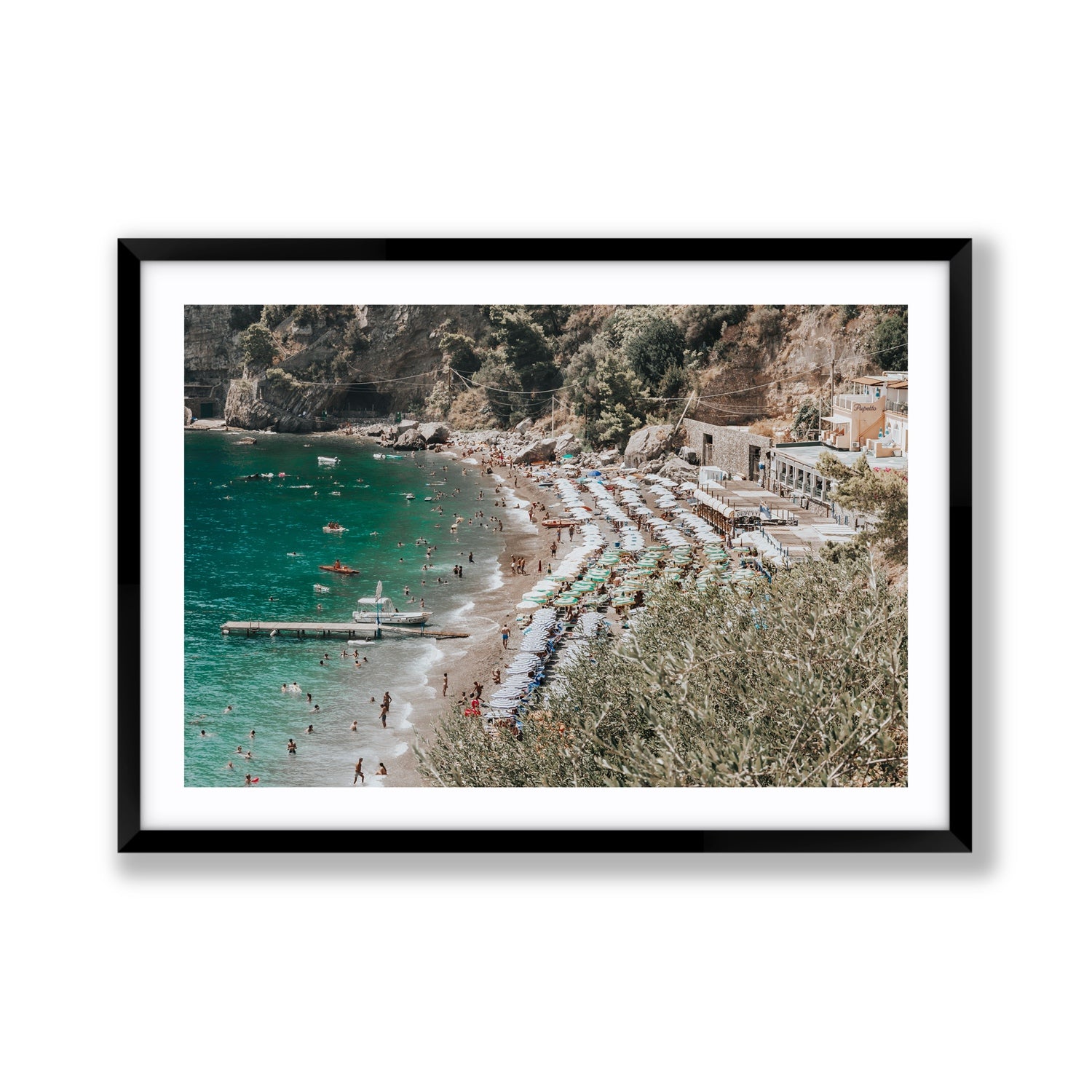 Fornillo Beach fine art print, Positano, Italy, Giant, Black Frame · Matboard, Fine Art Print