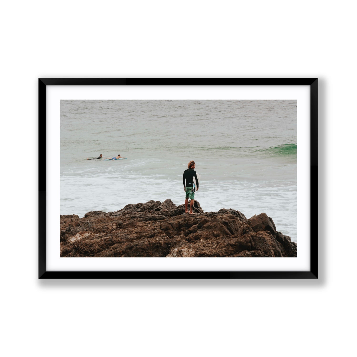 Let The Sea Set You Free Byron Bay Surf wall art Giant fine art print in black frame with matboard