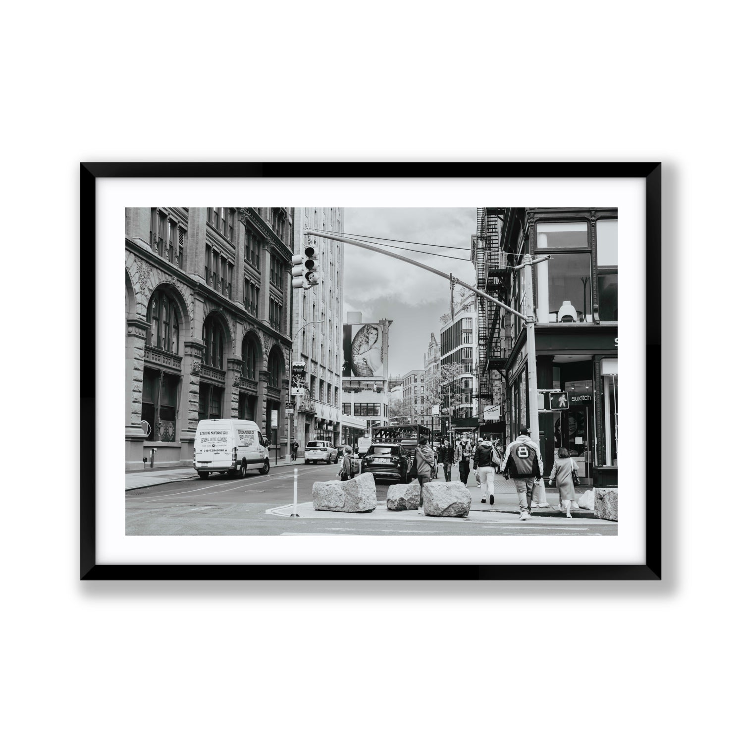 Inkwell Metropolis New York NYC Black & White wall art Giant fine art print in black frame with matboard