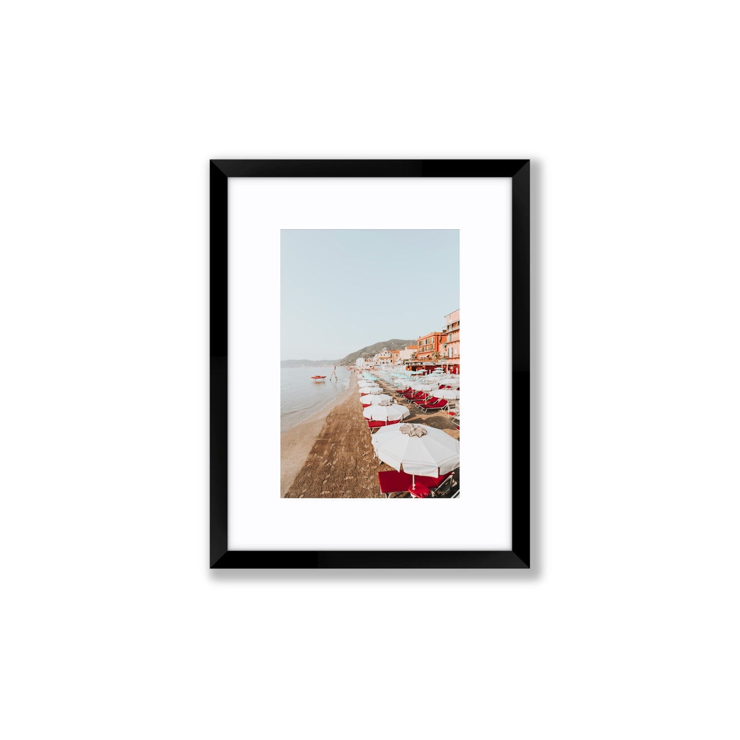Italian Riviera fine art print, Alassio, Italy, coastal scenes artwork, Small, Black Frame · Matboard, Fine Art Print