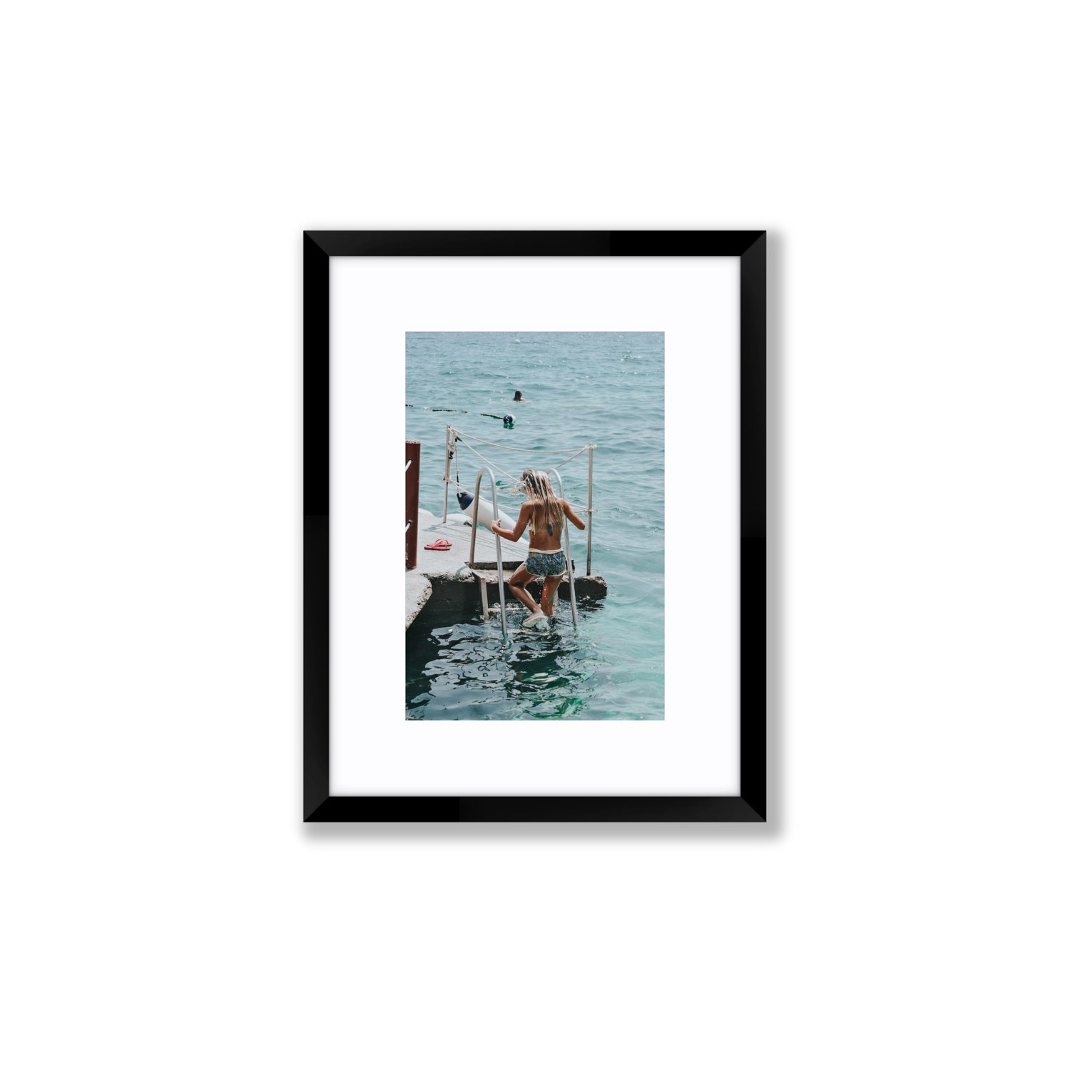 Little Mermaid Capri Mediterranean wall art Small fine art print in black frame with matboard