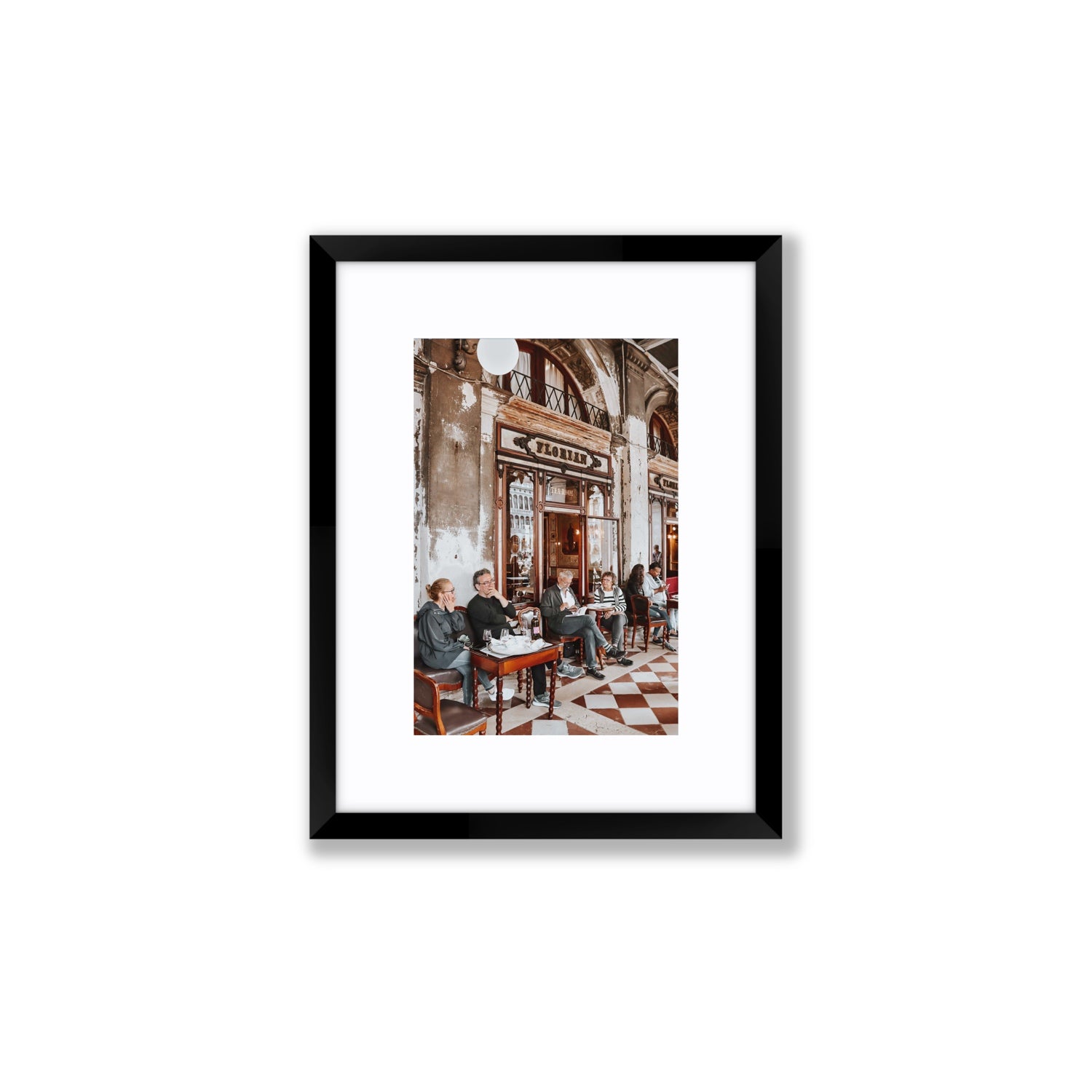 Tea Room Venice Italian wall art Small fine art print in black frame with matboard
