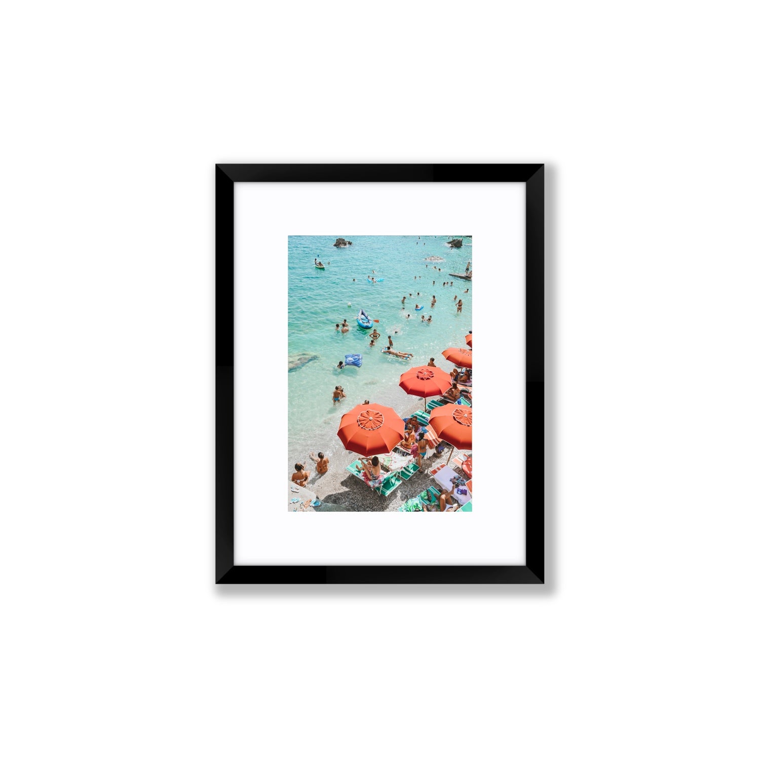 Easy Street Capri Italian beach wall art Small fine art print in black frame with matboard