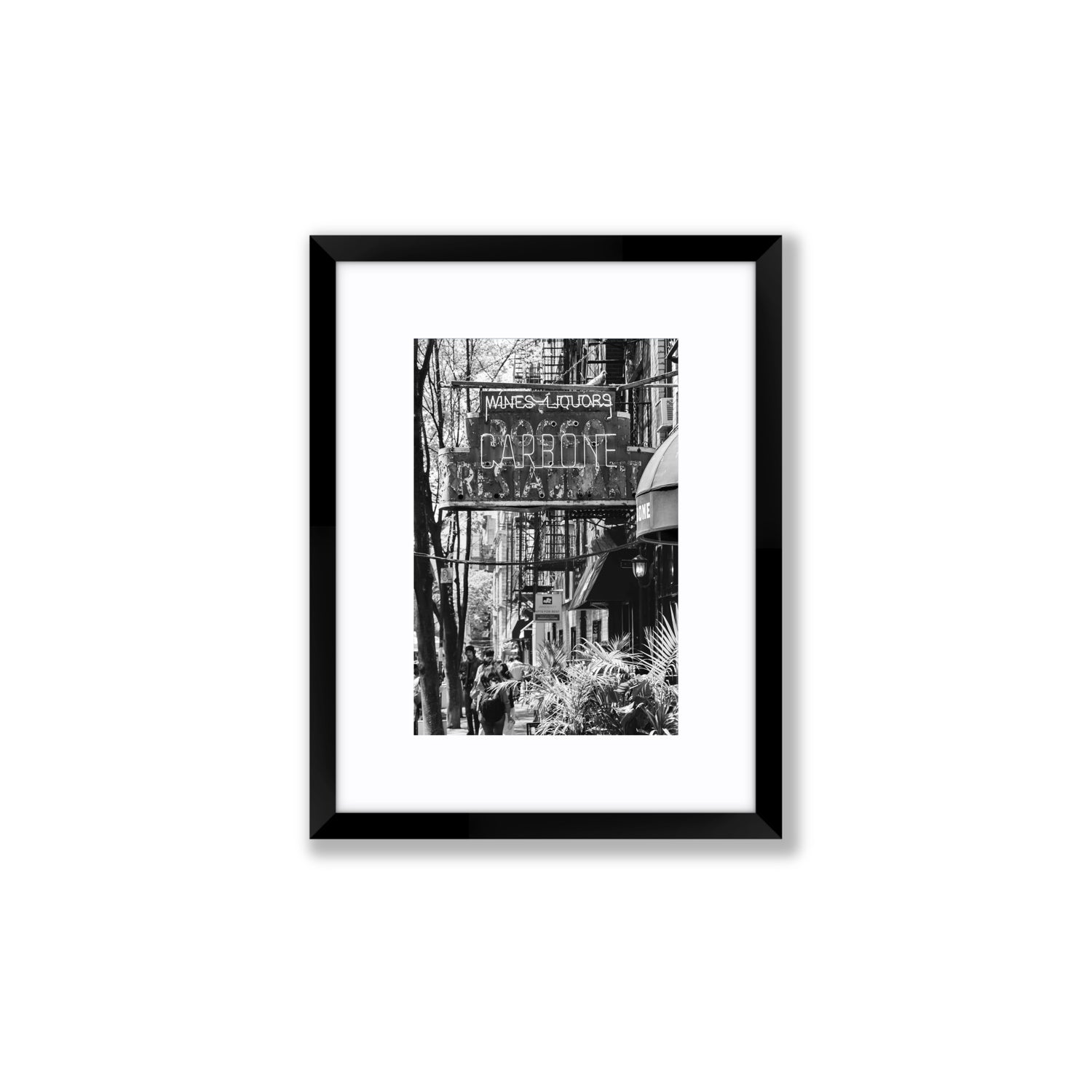 Paparazzi To Pasta New York NYC Black & White wall art Small fine art print in black frame with matboard