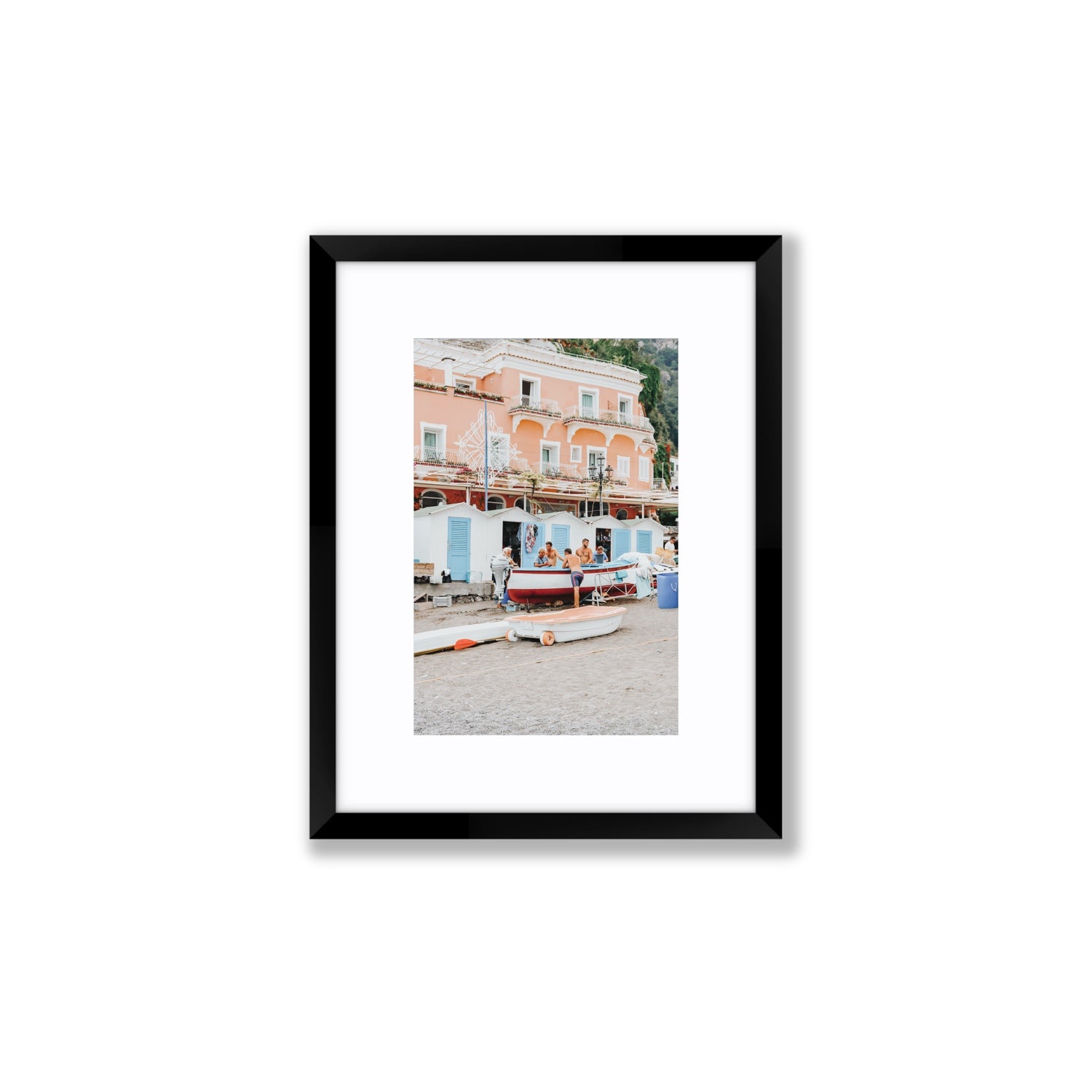 La Riunione della Mattina fine art print, Positano, Italy, Small, Black Frame · Matboard, Fine Art Print