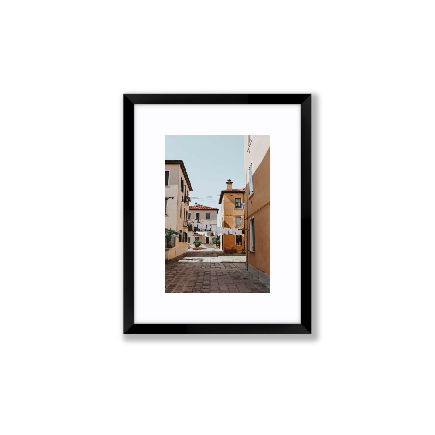 Terraferma Venice Italian wall art Small fine art print in black frame with matboard