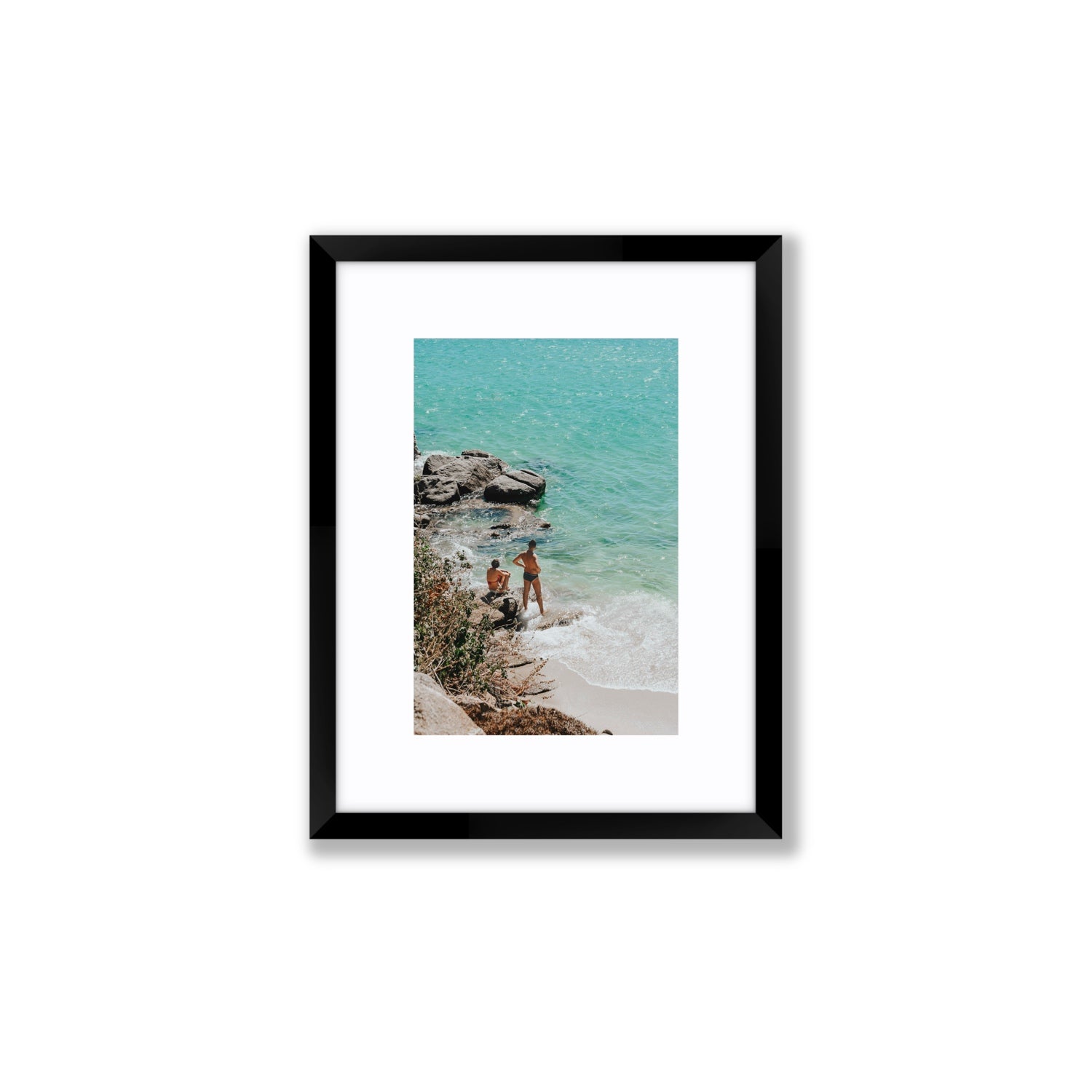 Scene Stealers Mykonos Greek island wall art Small fine art print in black frame with matboard