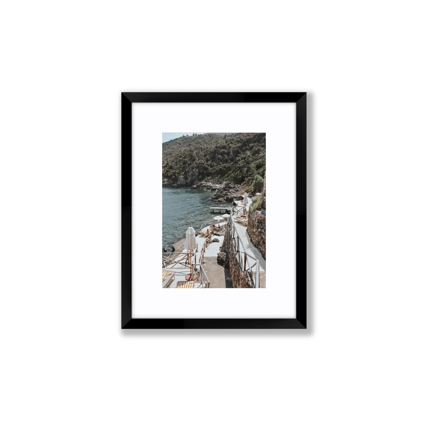L'Estate Tuscany coastal Italian wall art Small fine art print in black frame with matboard