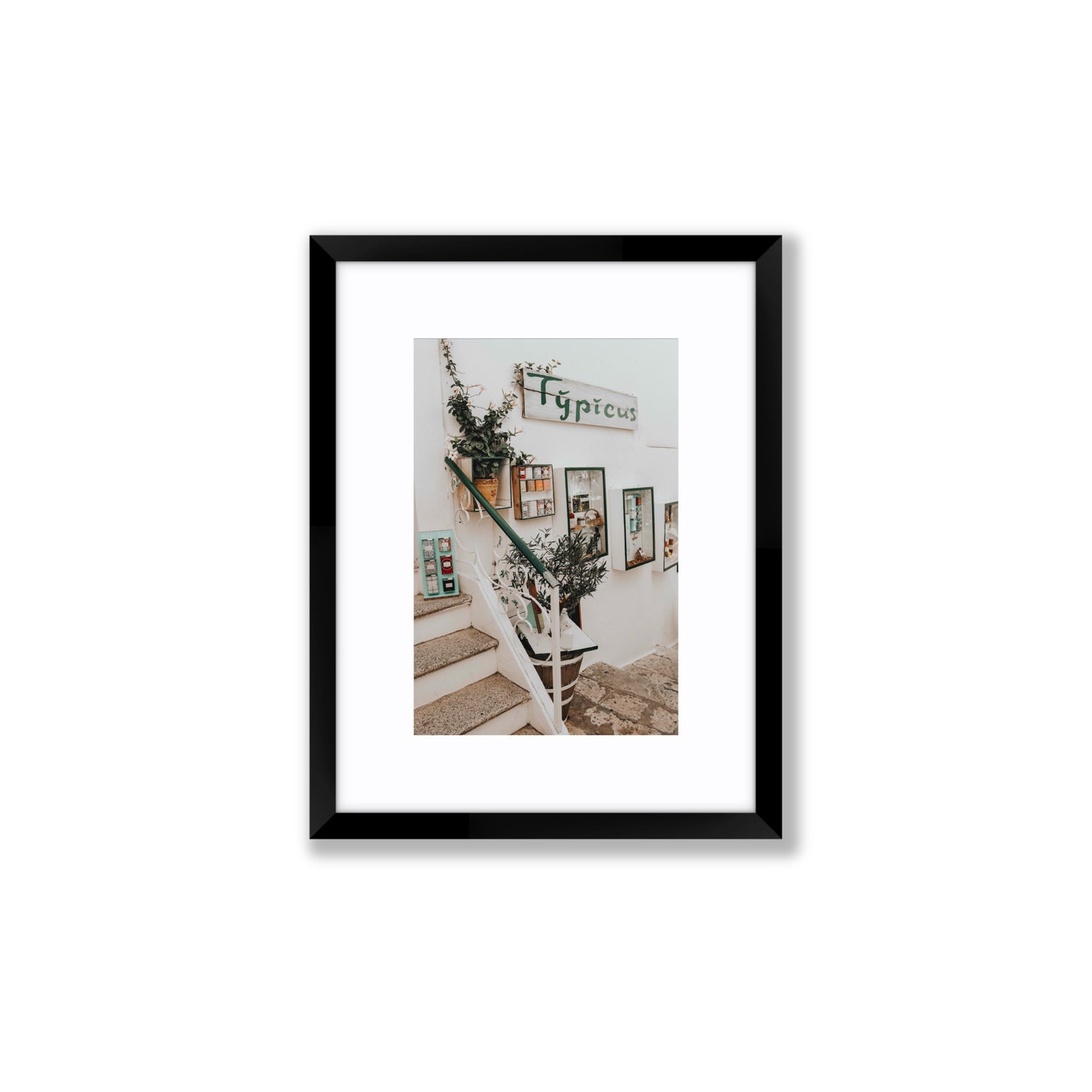 Il Negozio Puglia Ostuni wall art Small fine art print in black frame with matboard