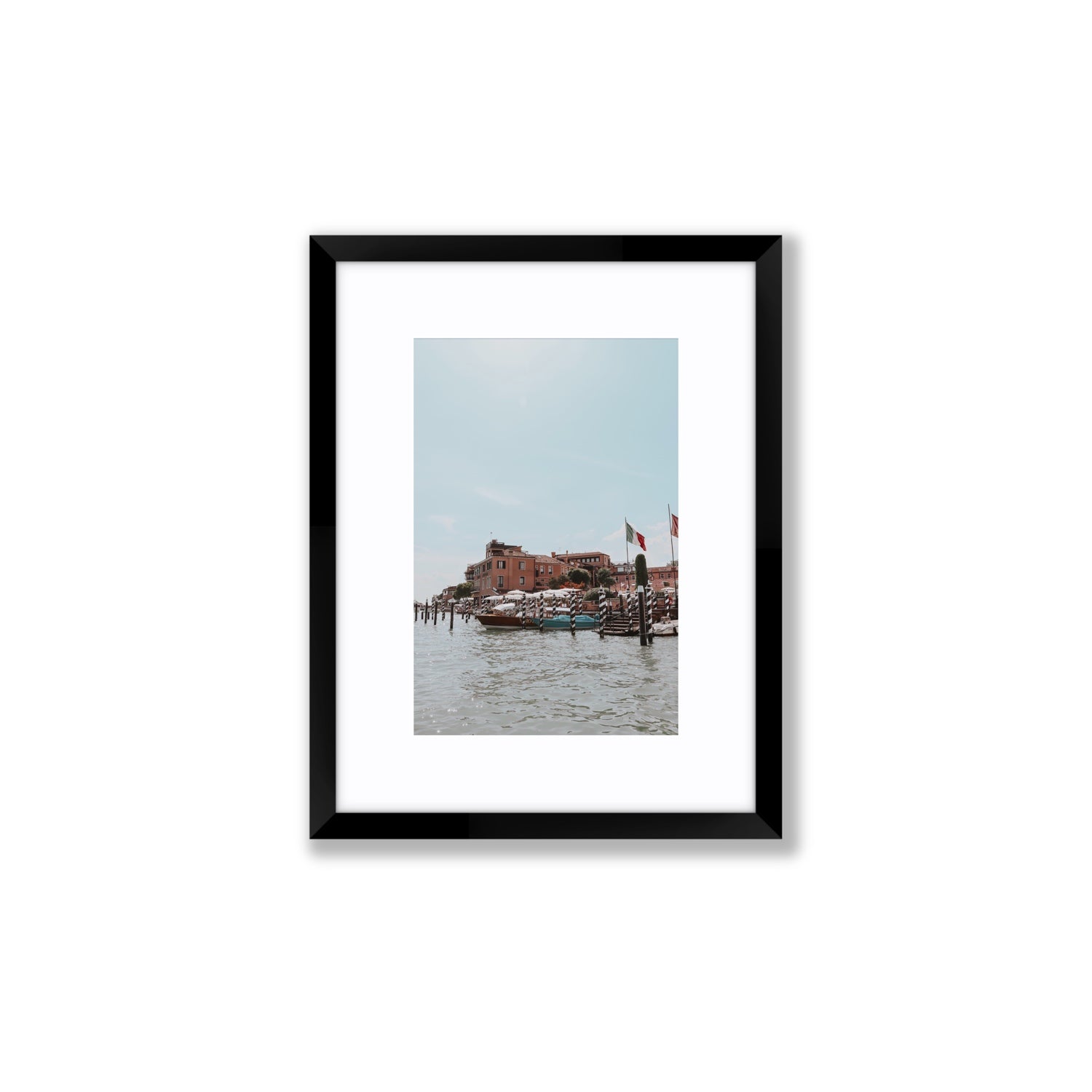 Giudecca Island Venice wall art Small fine art print in black frame with matboard