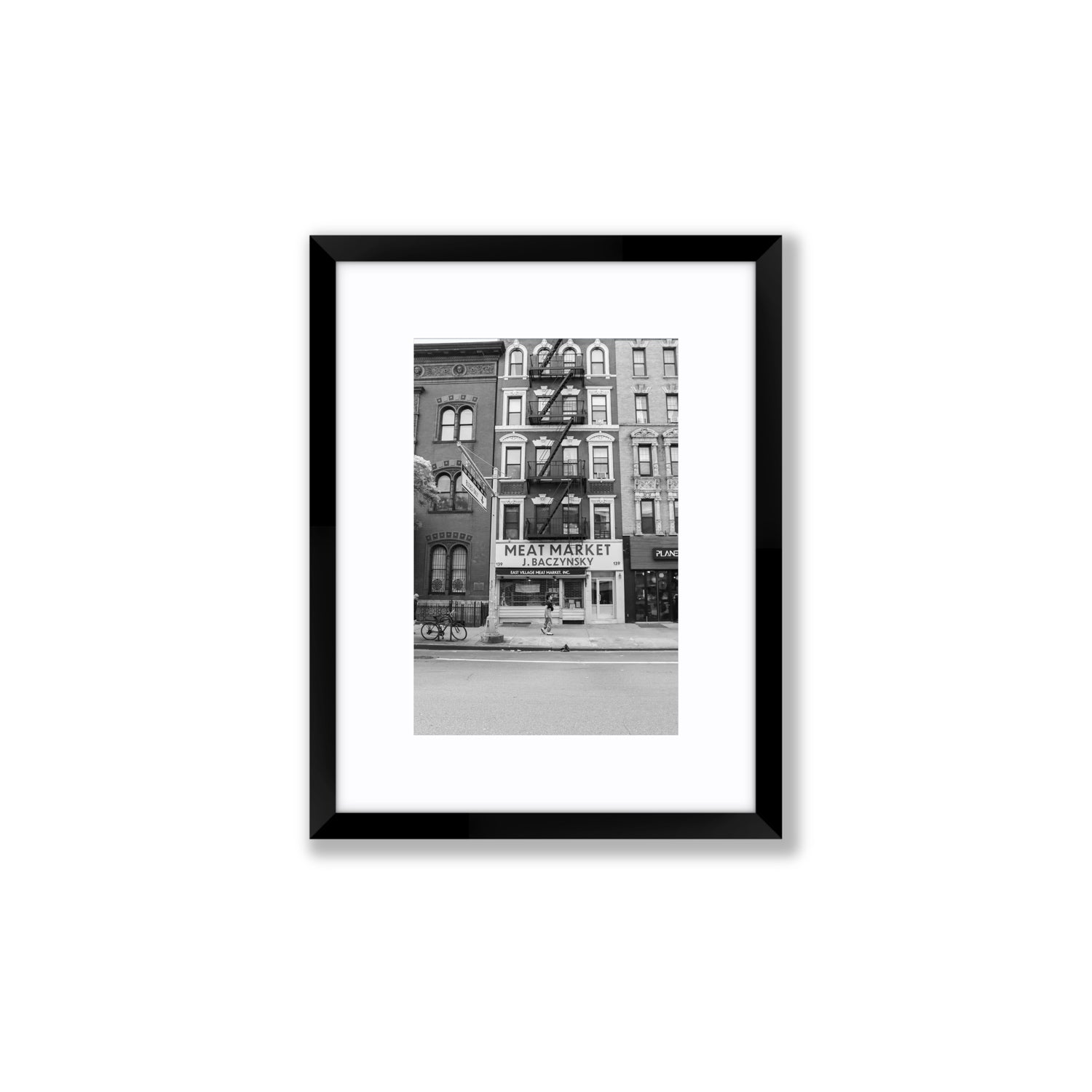 Vertical Village New York NYC Black & White wall art Small fine art print in black frame with matboard