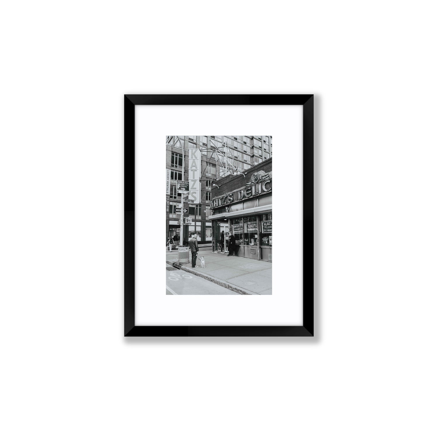 Graphite Gotham New York NYC Black & White wall art Small fine art print in black frame with matboard