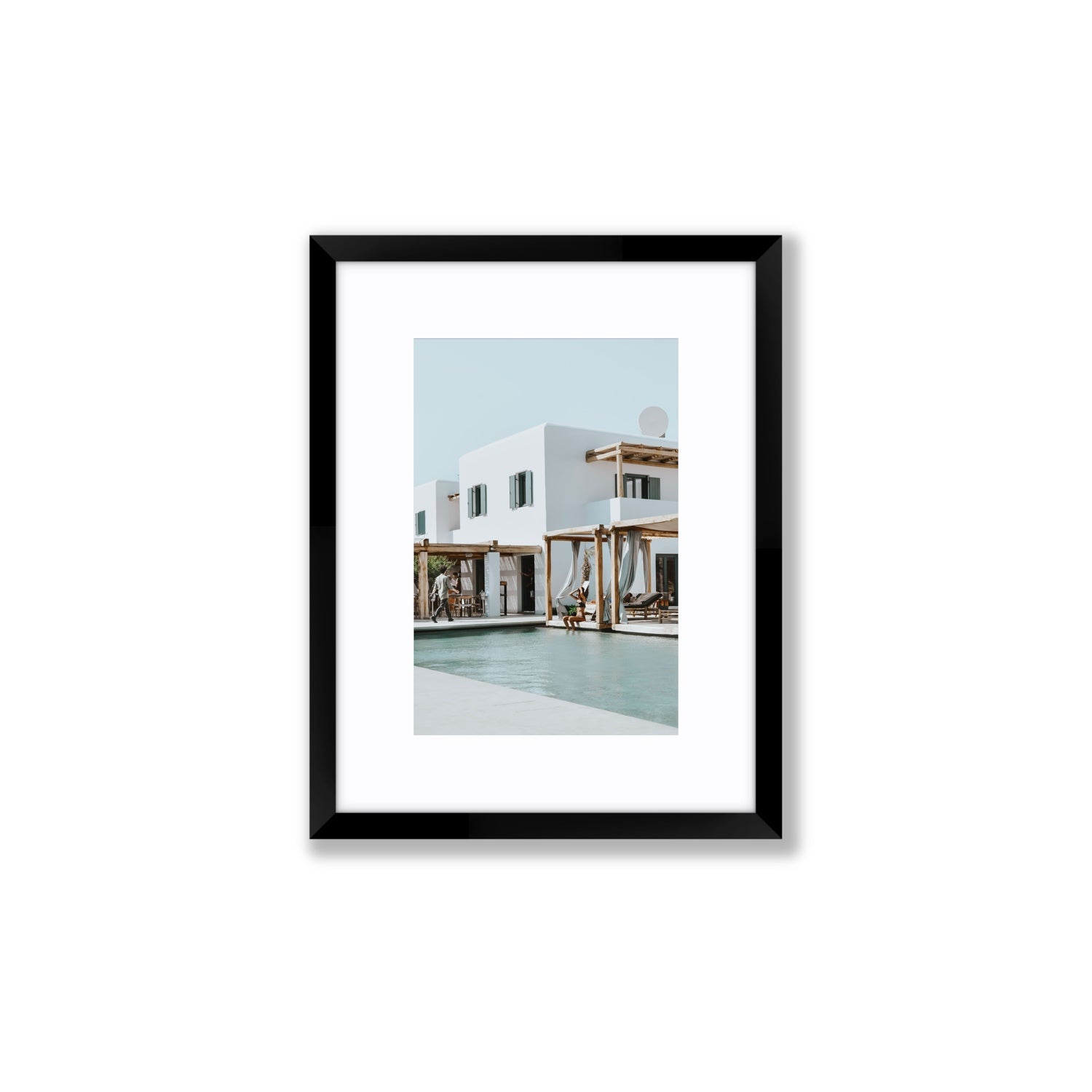 Aphrodite Mykonos Greek island wall art Small fine art print in black frame with matboard