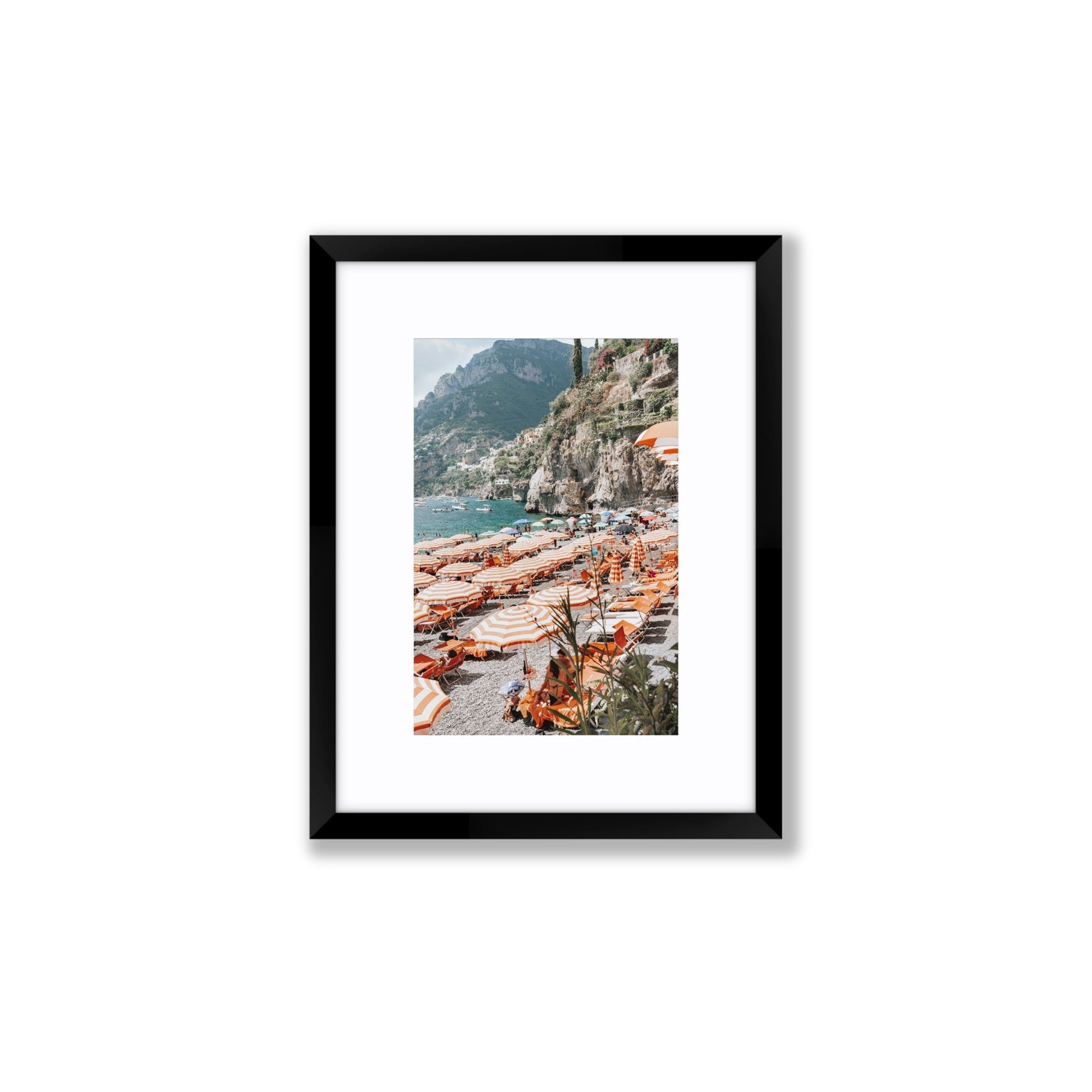Bagni d'Arienzo Positano decor wall art Small fine art print in black frame with matboard