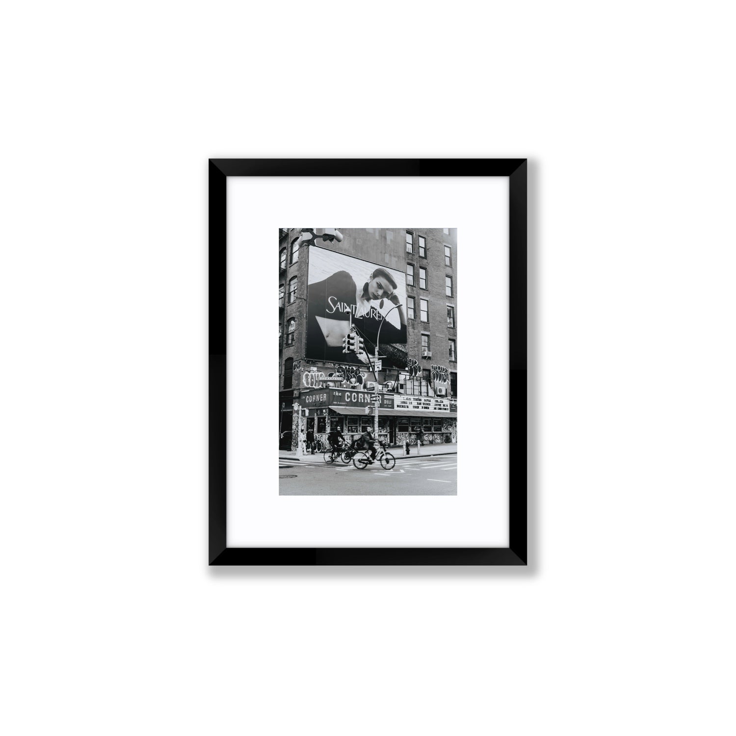 Runway To Rooftops New York NYC Black & White wall art Small fine art print in black frame with matboard