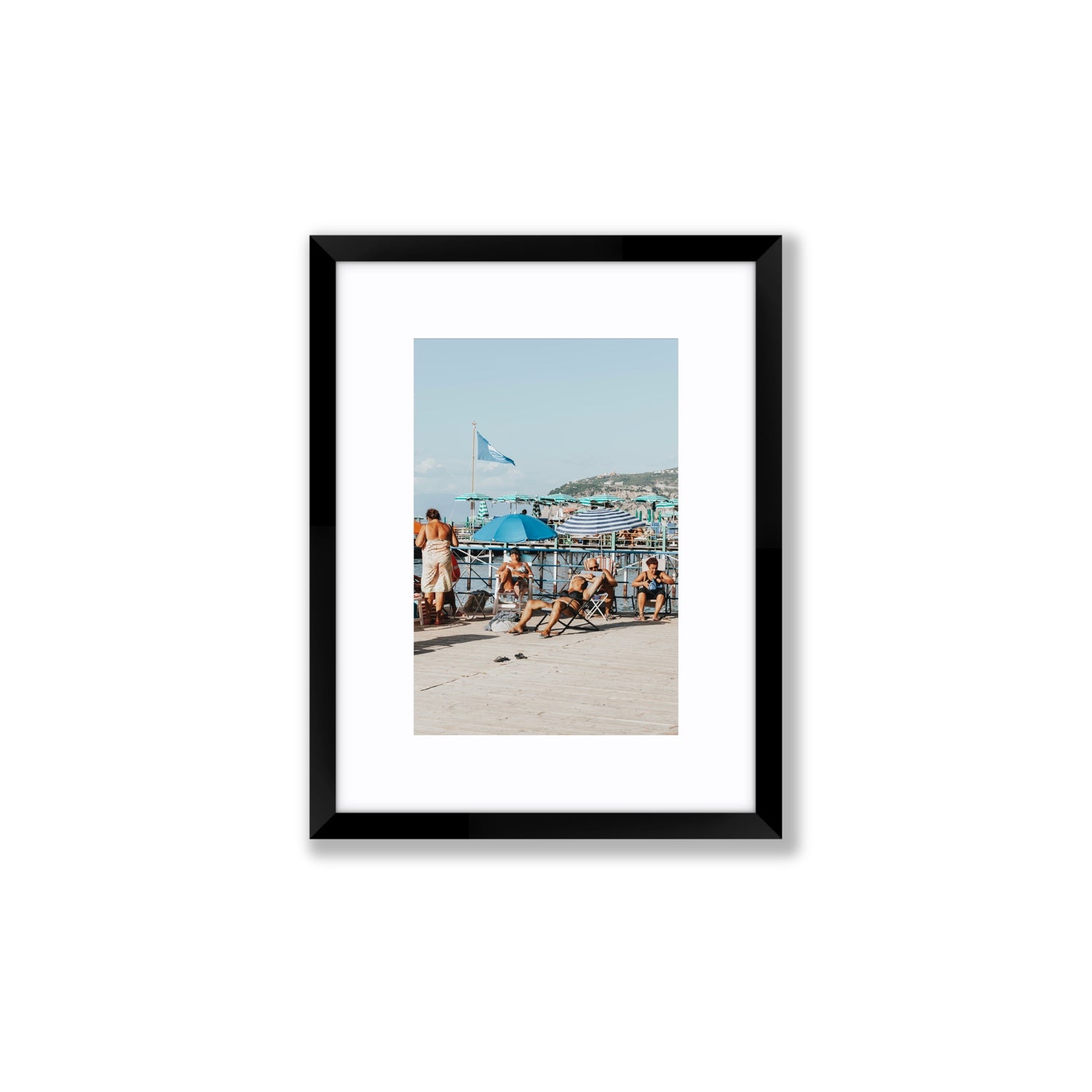 The Golden Years Sorrento Italian wall art Small fine art print in black frame with matboard