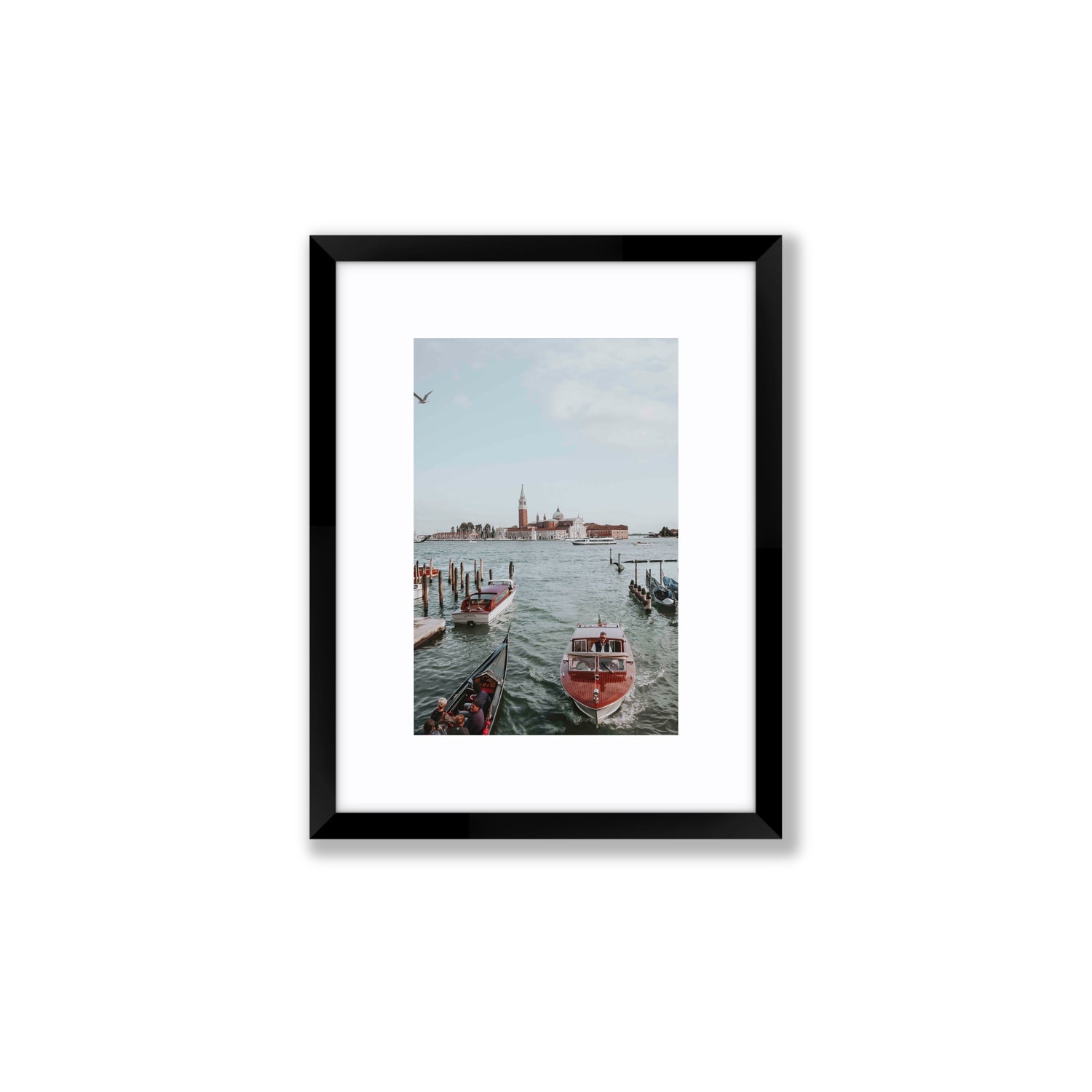 Galleggiante Venice Italian wall art Small fine art print in black frame with matboard
