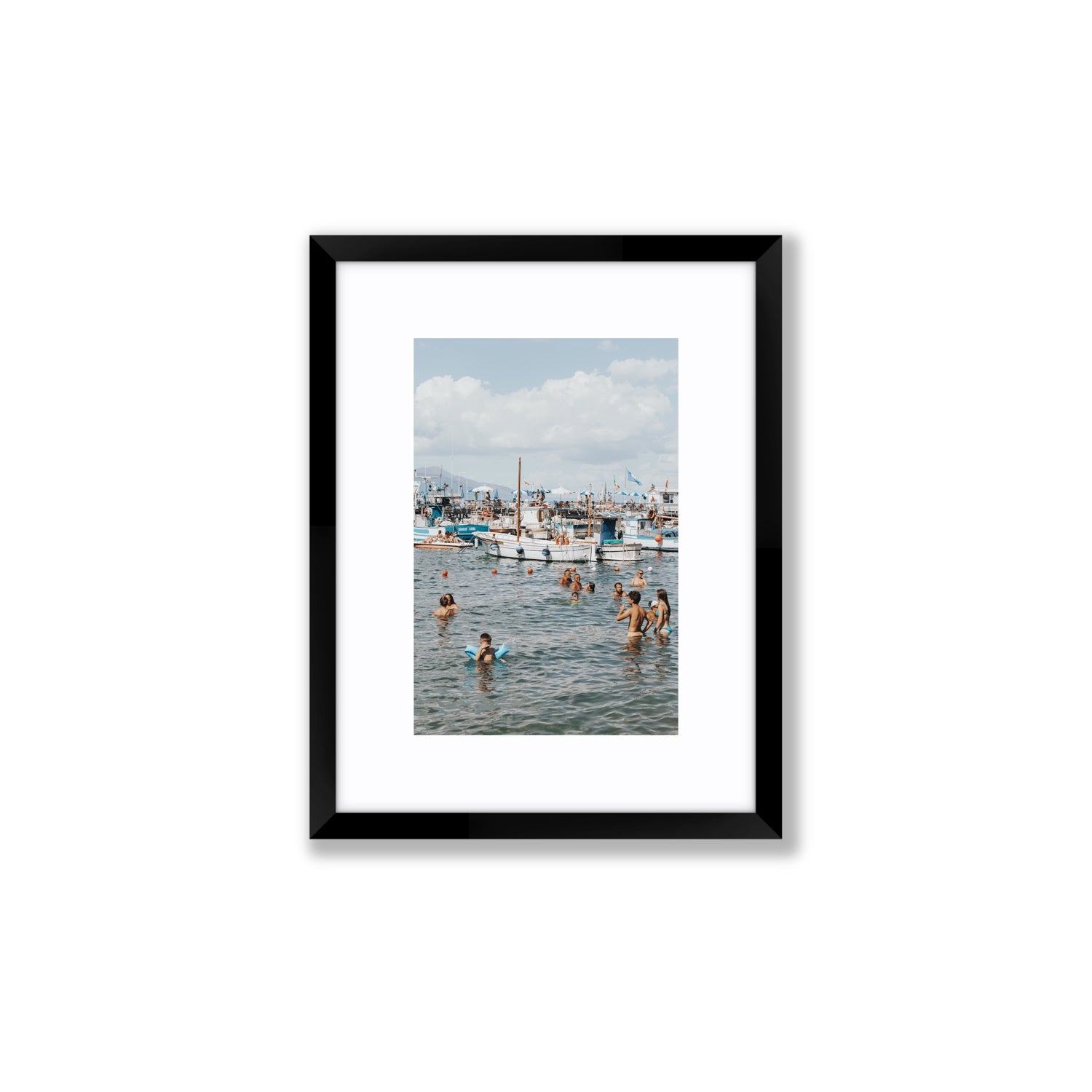 Vacanze Italiane Sorrento Italian coastal wall art Small fine art print in black frame with matboard