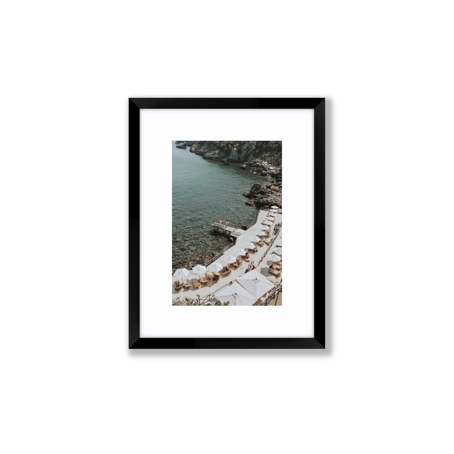 Pier Perspectives Tuscany coastal Italian wall art Small fine art print in black frame with matboard