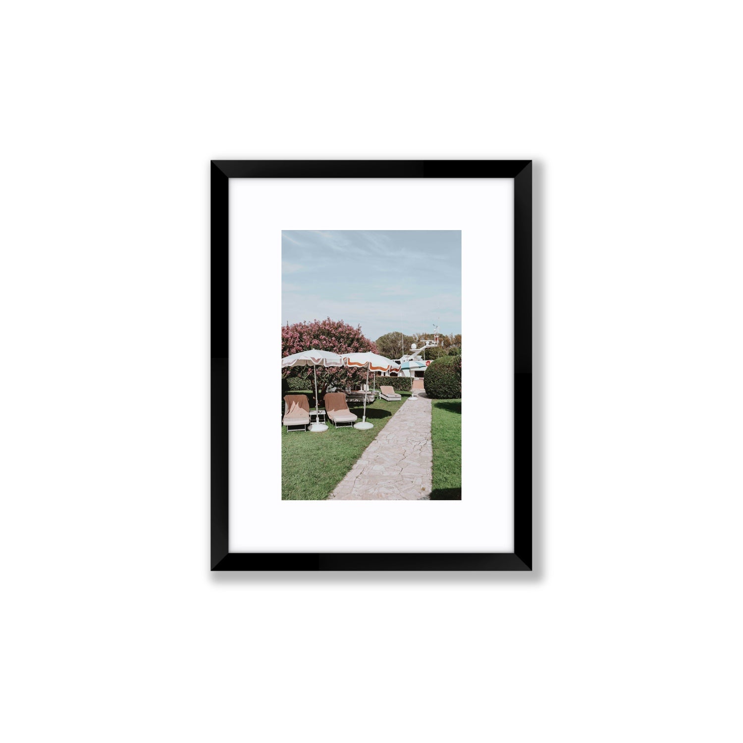 A Bellini Awaits Venice Italian wall art Small fine art print in black frame with matboard