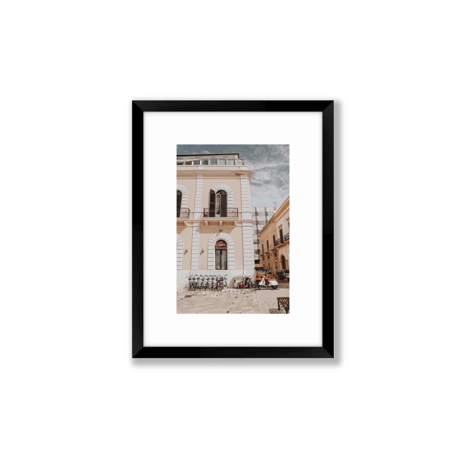 Rosticceria Puglia Italian wall art Small fine art print in black frame with matboard