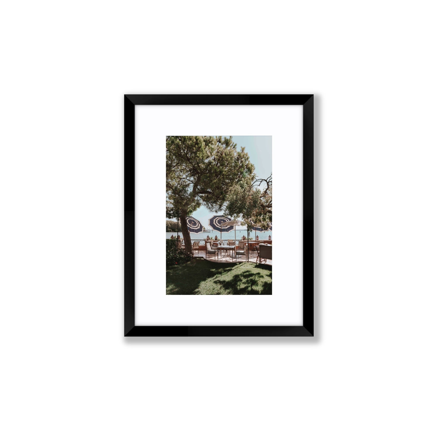 Tranquil Gardens Venice Italian wall art Small fine art print in black frame with matboard