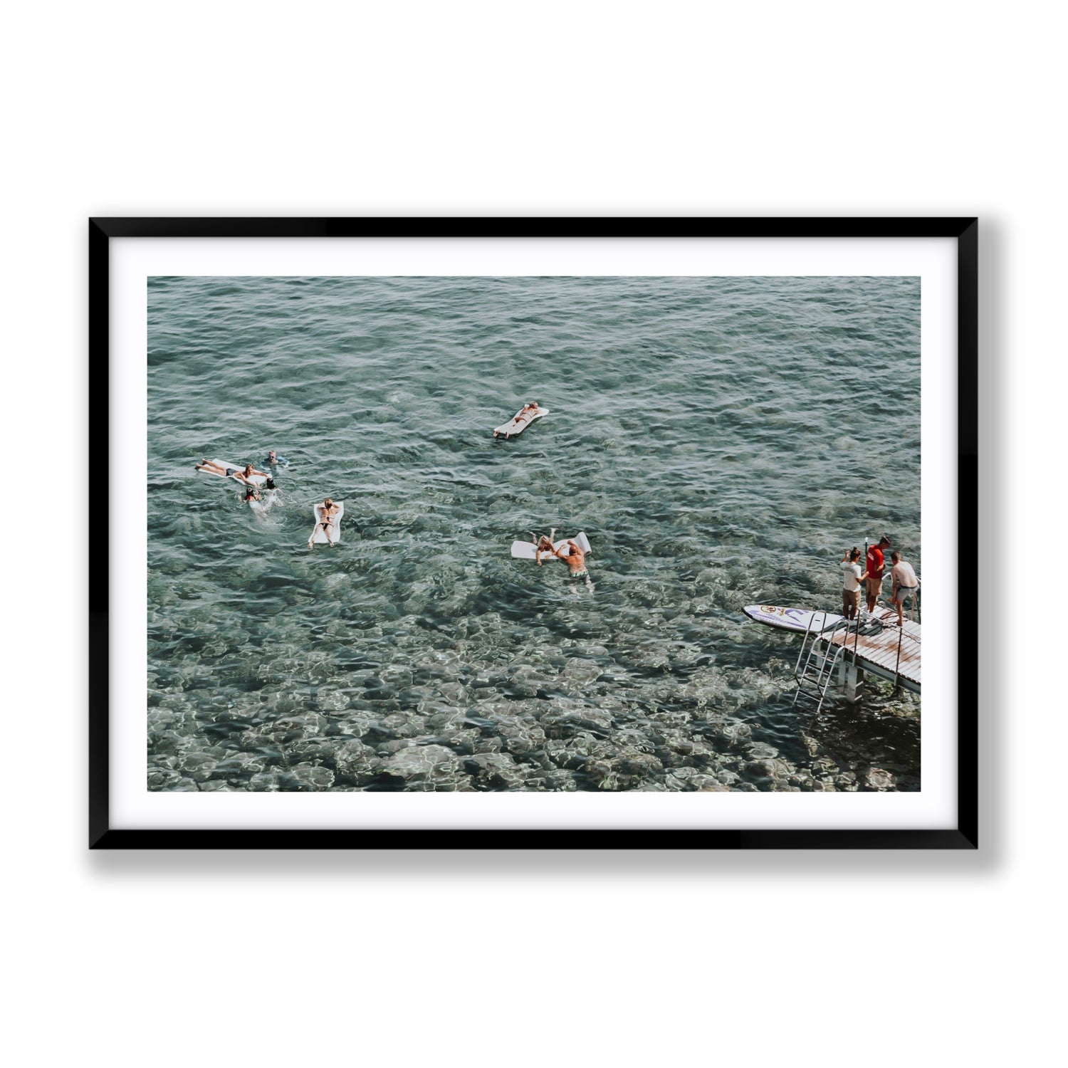 Having A Whale Of A Time Tuscany coastal wall art Gallery fine art print in black frame with matboard