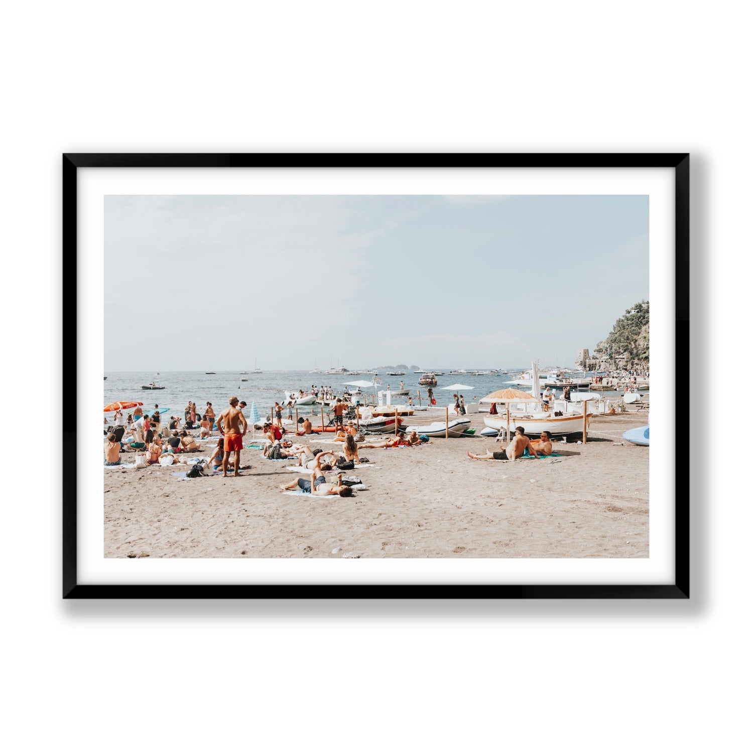 Beachy Vibes fine art print, Positano, Italy, Gallery, Black Frame · Matboard, Fine Art Print