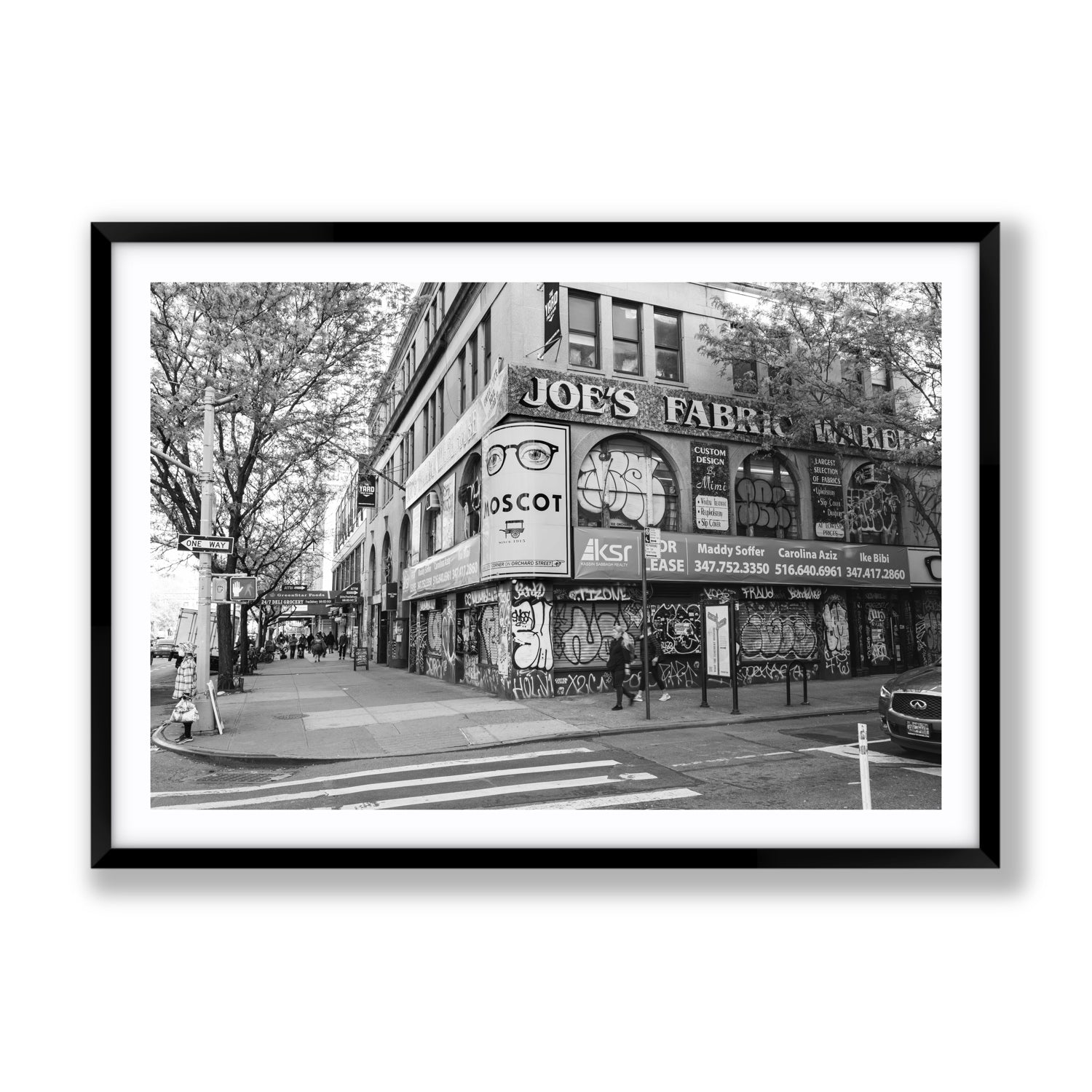 Wall Poetry New York NYC Black & White wall art Gallery fine art print in black frame with matboard