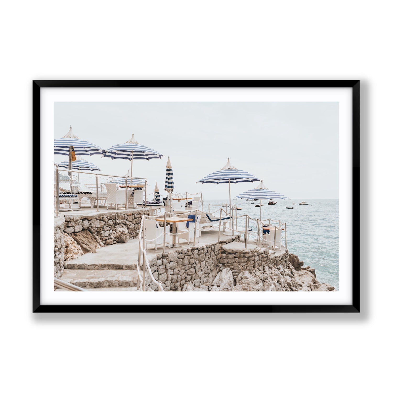 Ombrelloni fine art print, Positano, Italy, Gallery, Black Frame · Matboard, Fine Art Print