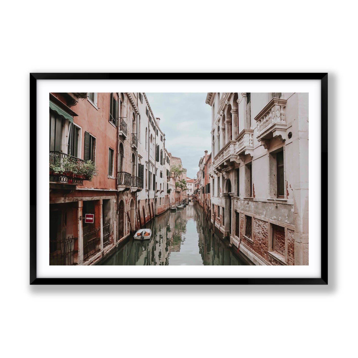 The Floating City Venice Canal Italian decor wall art Gallery fine art print in black frame with matboard
