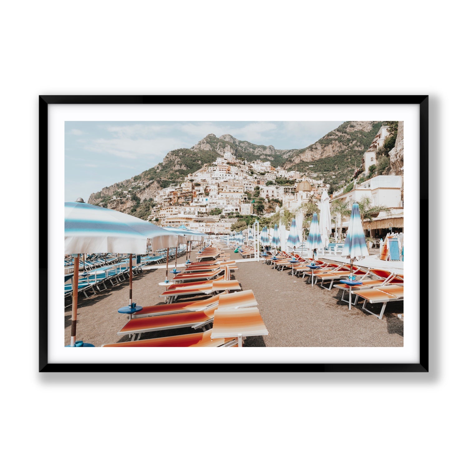 Spiaggia Grande fine art print, Positano, Italy, Gallery, Black Frame · Matboard, Fine Art Print