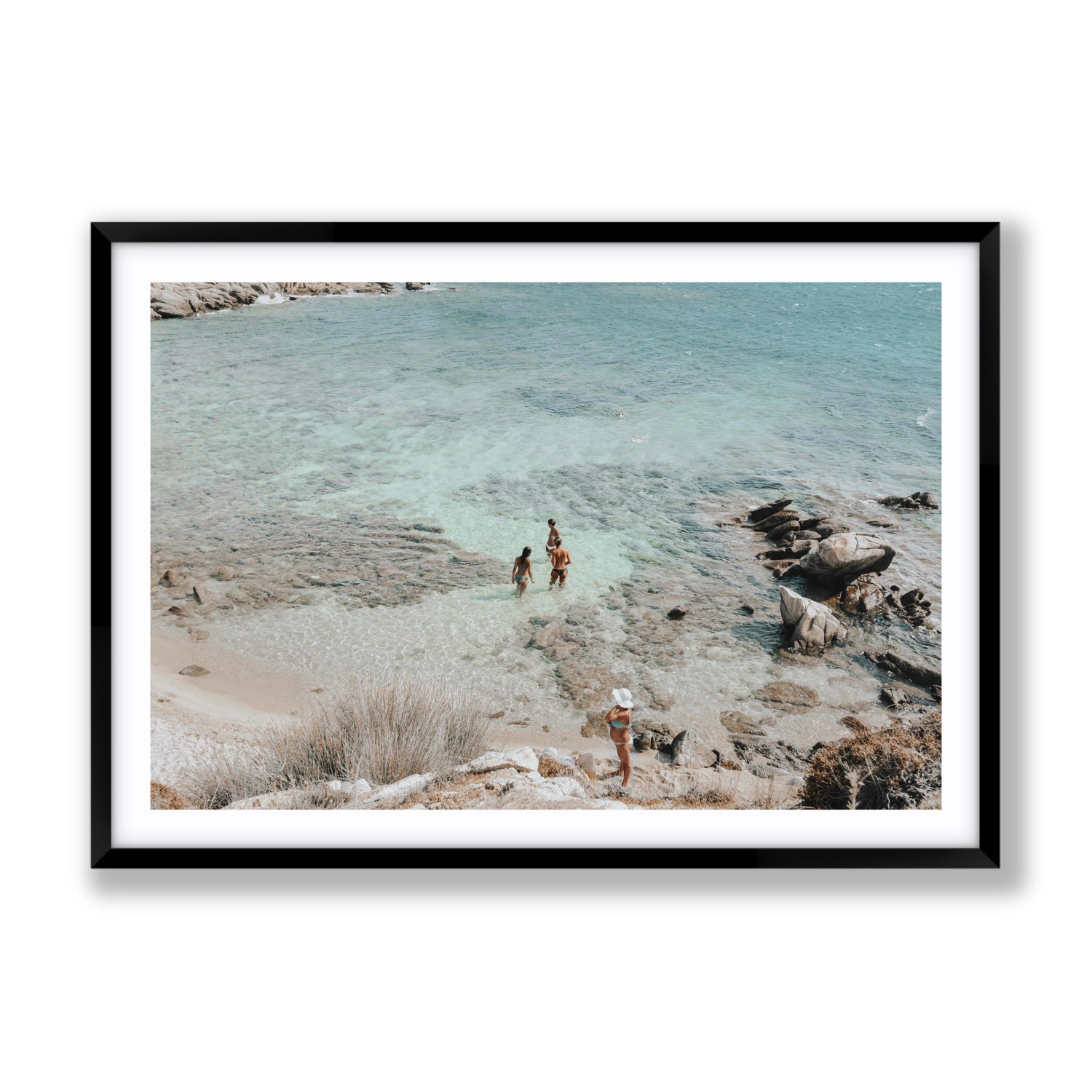 Easy On The Eyes Mykonos Greek island wall art Gallery fine art print in black frame with matboard