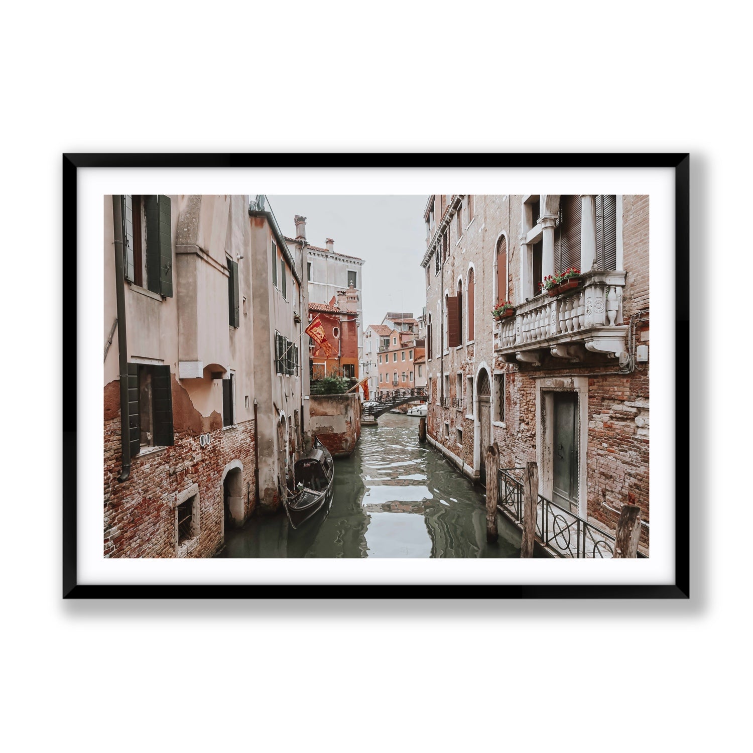 Venetian Gothic Venice Canal Italian wall art Gallery fine art print in black frame with matboard