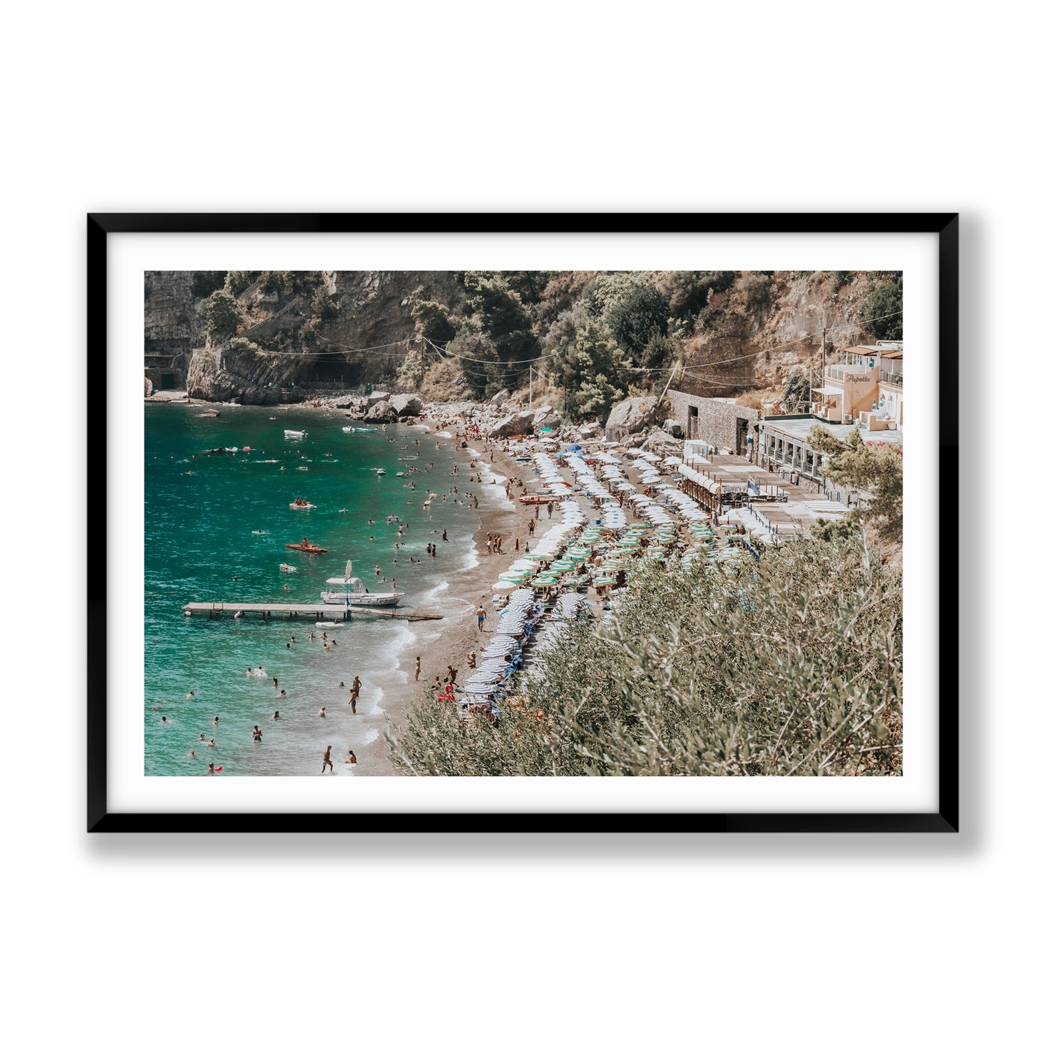 Fornillo Beach fine art print, Positano, Italy, Gallery, Black Frame · Matboard, Fine Art Print