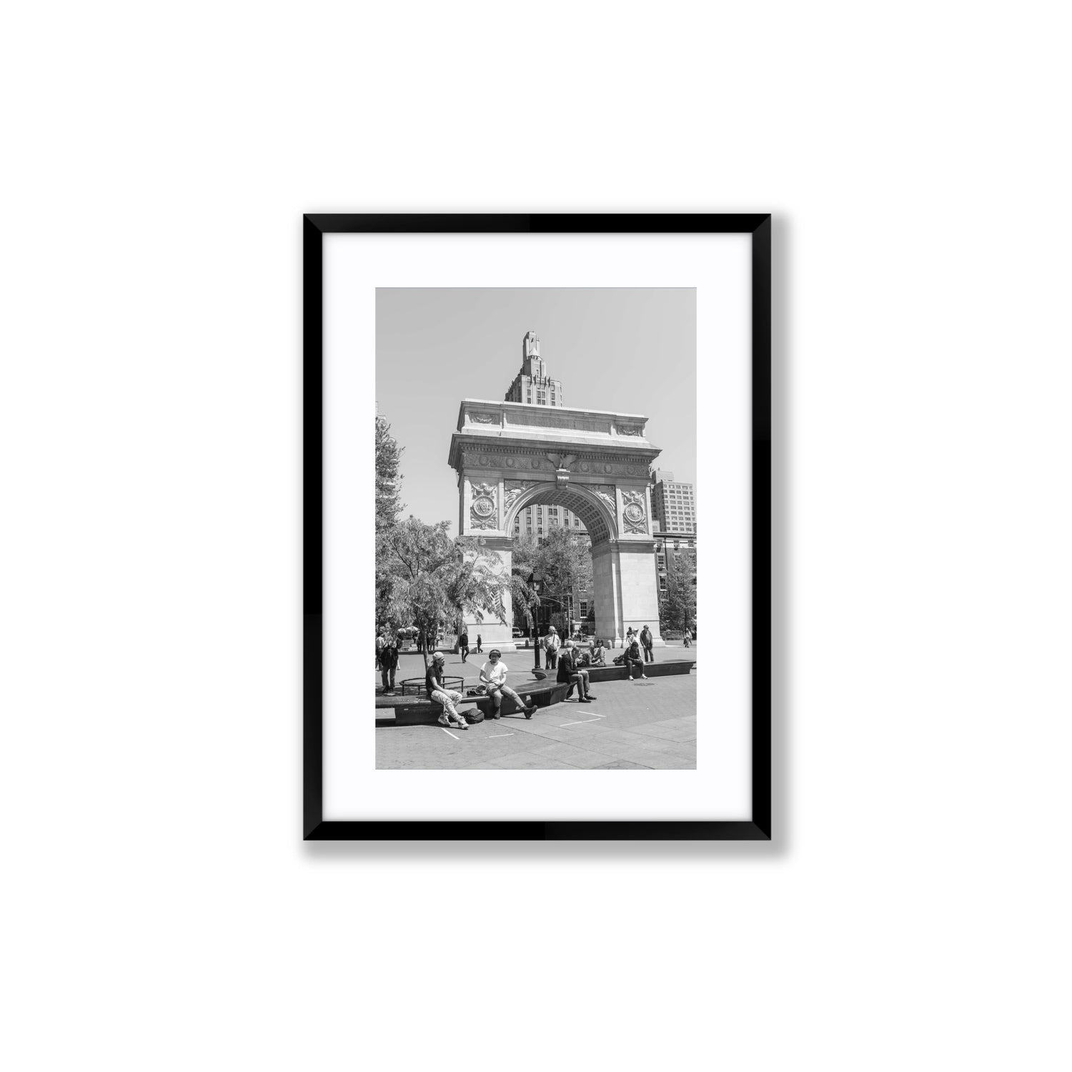 City Picnic New York NYC Black & White wall art Medium fine art print in black frame with matboard
