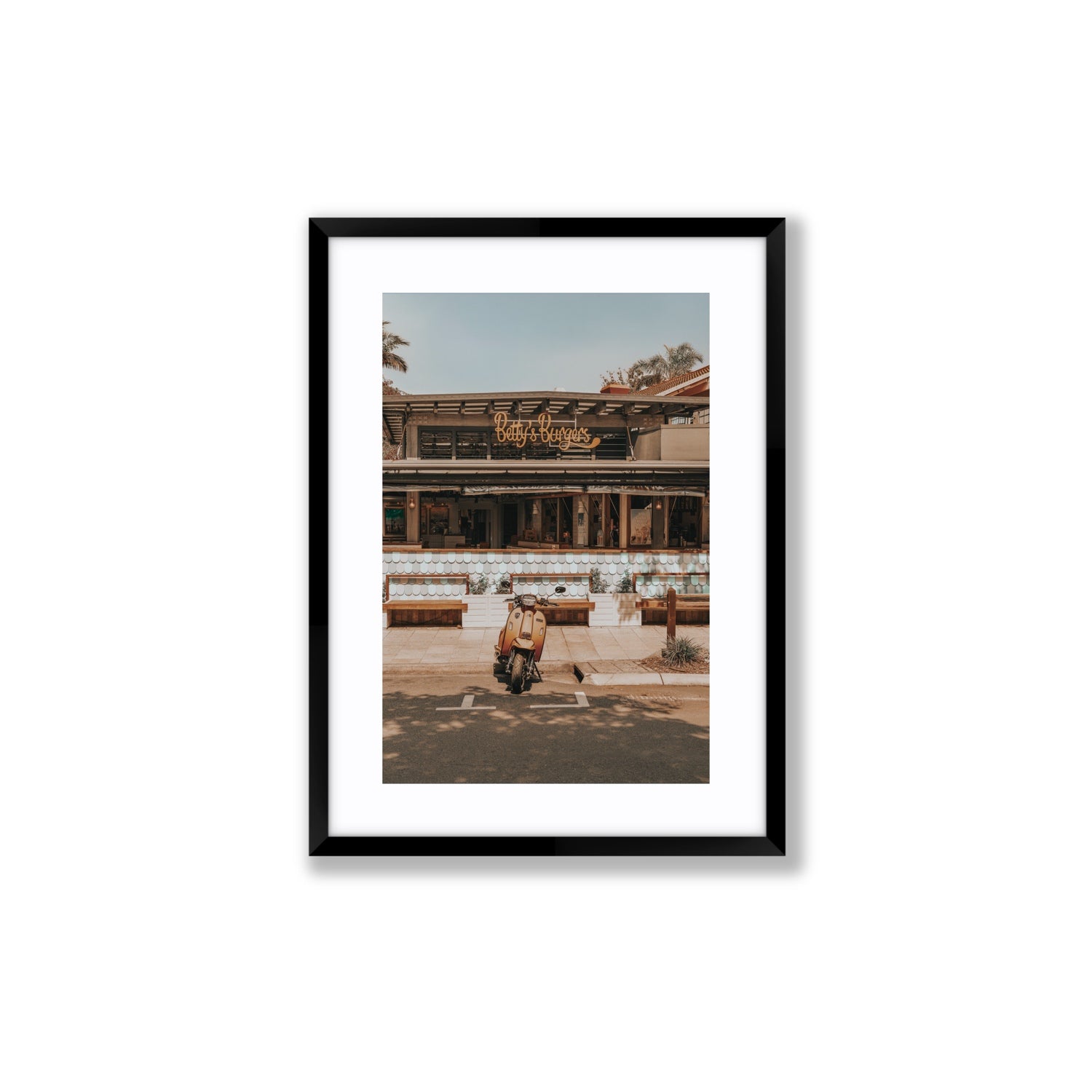 Noosa Nostalgia fine art print, Noosa, Australia, coastal scenes artwork, Medium, Black Frame · Matboard, Fine Art Print