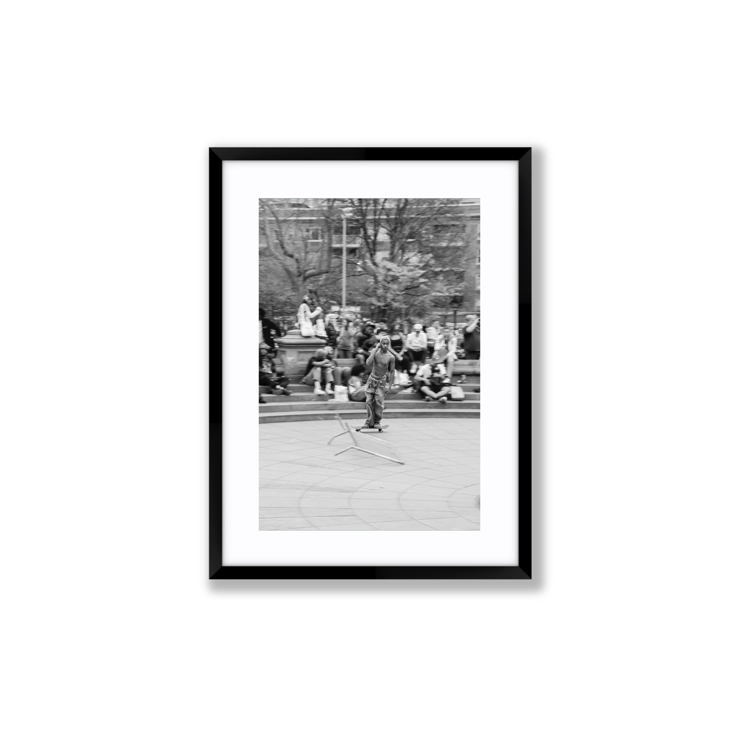 Skate Park Serenade New York NYC Black & White wall art Medium fine art print in black frame with matboard