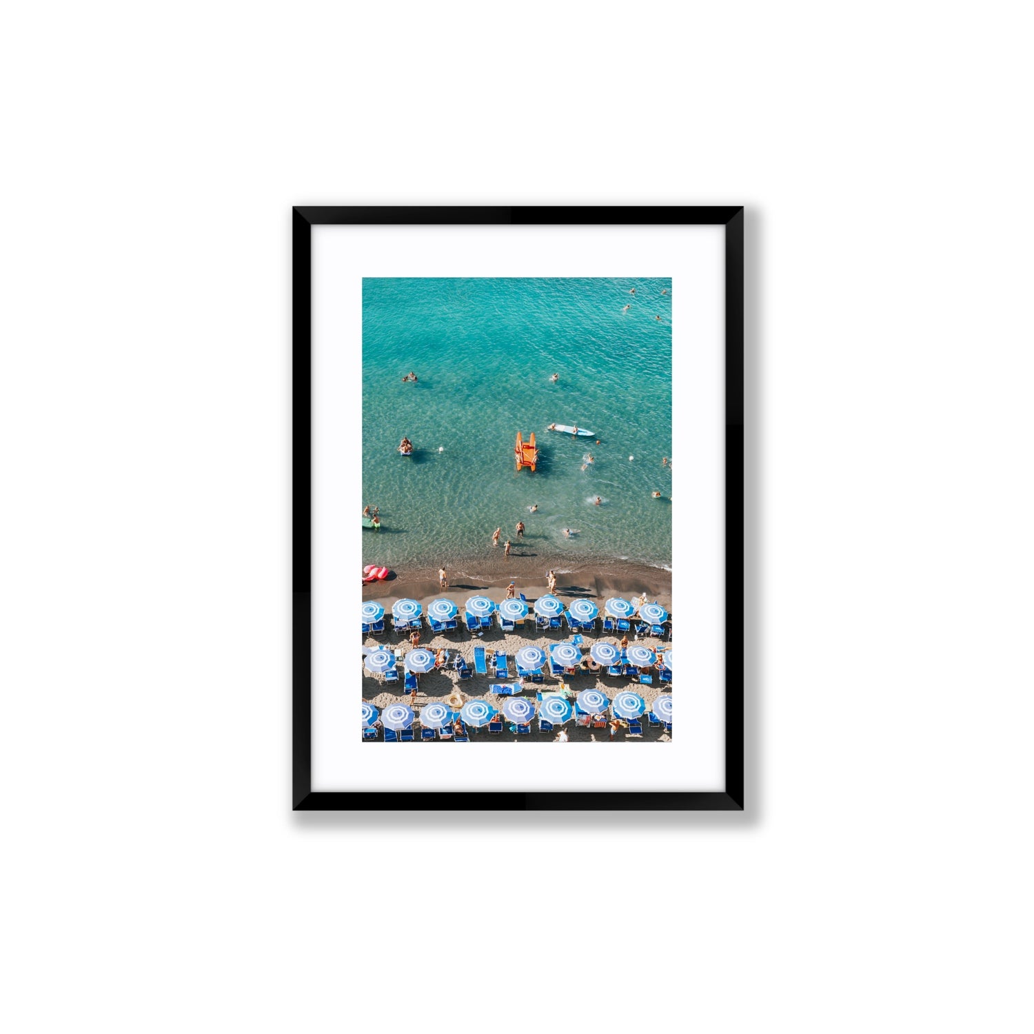 Aquamarine Oasis Sorrento Italian coastal wall art Medium fine art print in black frame with matboard