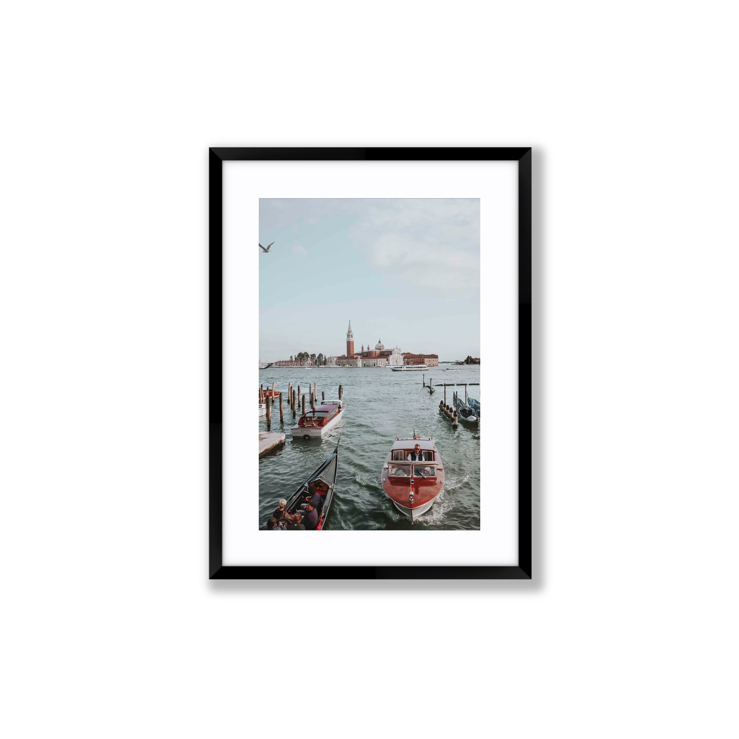Galleggiante Venice Italian wall art Medium fine art print in black frame with matboard