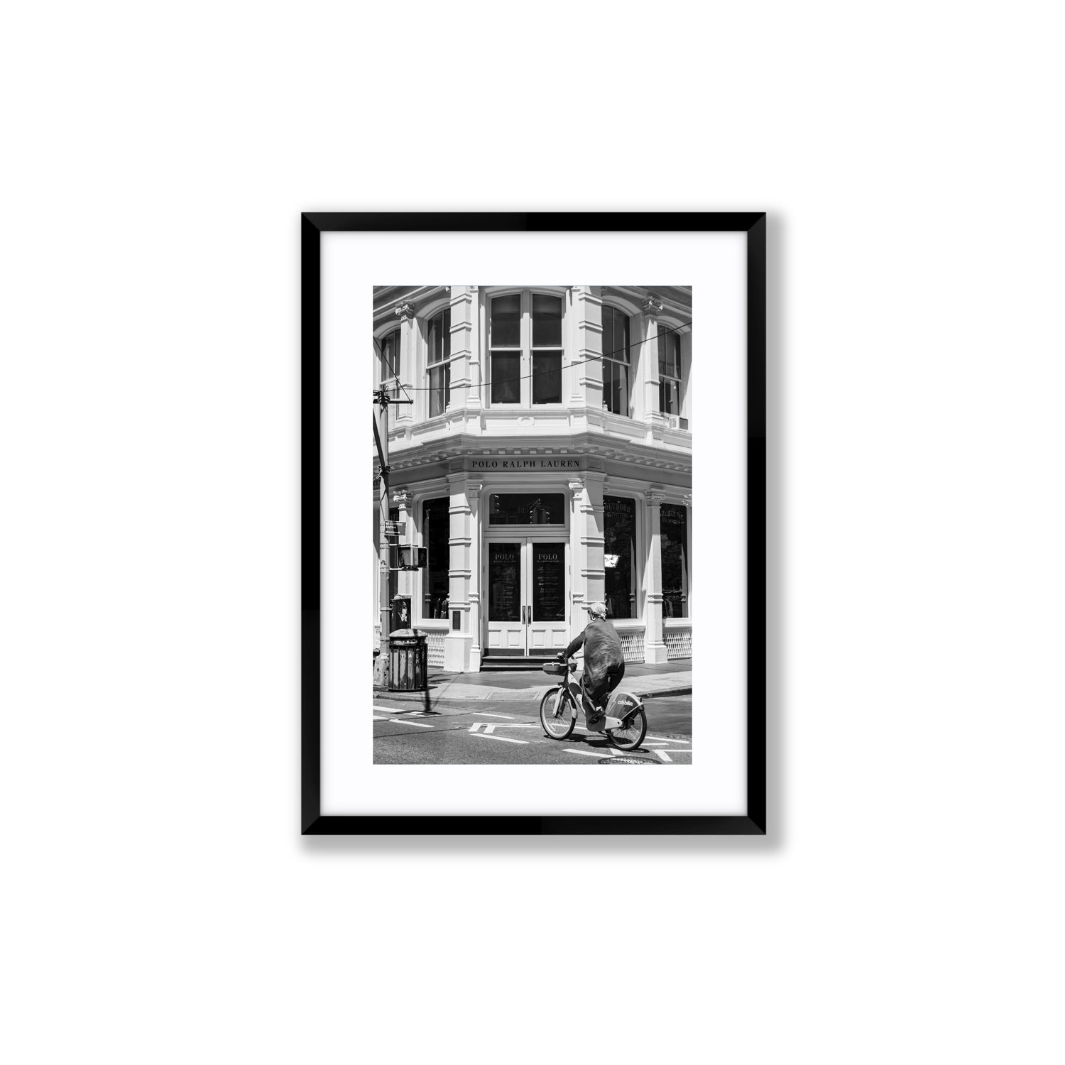 Downtown Rider New York NYC Black & White wall art Medium fine art print in black frame with matboard